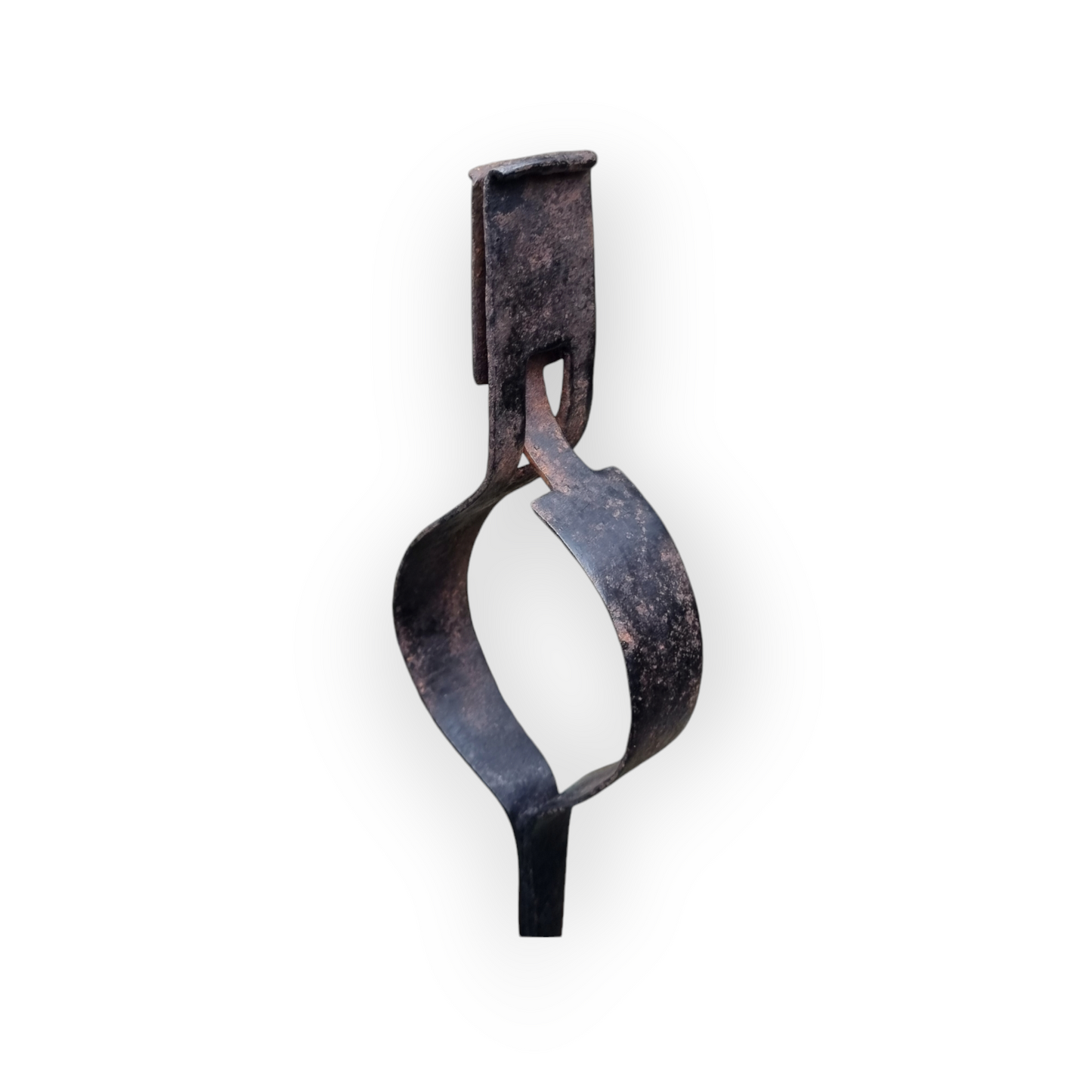 Late 18th Century English/Scottish Antique Wrought Iron Peerman On A Turned Wooden Base