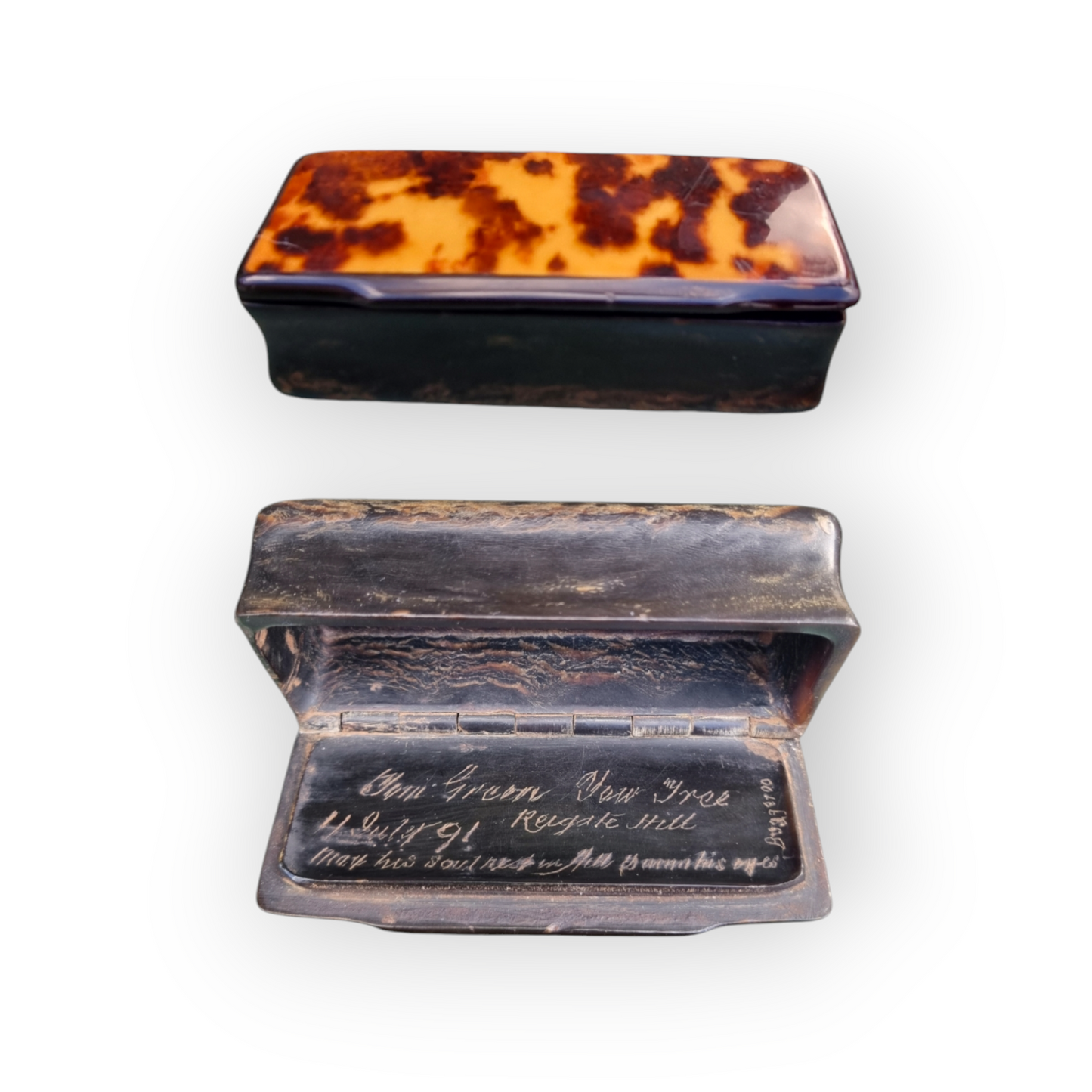 Dedicated To Tom Green The Highwayman & Dated 11th July 1791 - An 18th-Century English Antique Tortoiseshell Snuff Box