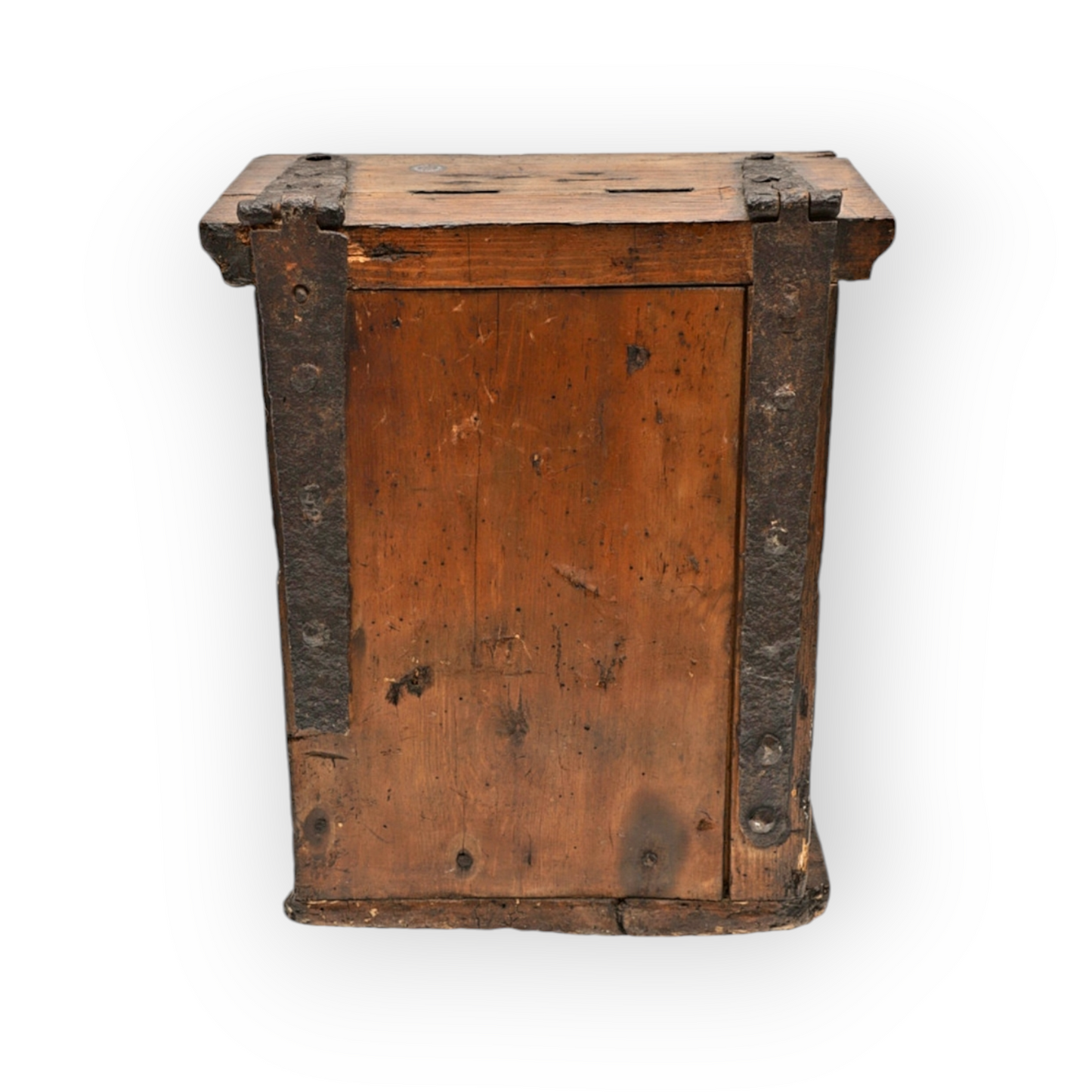 18th Century Antique Oak-Effect Scumbled Pine Alms Box / Offertory Box / Poor Box / Mite Box