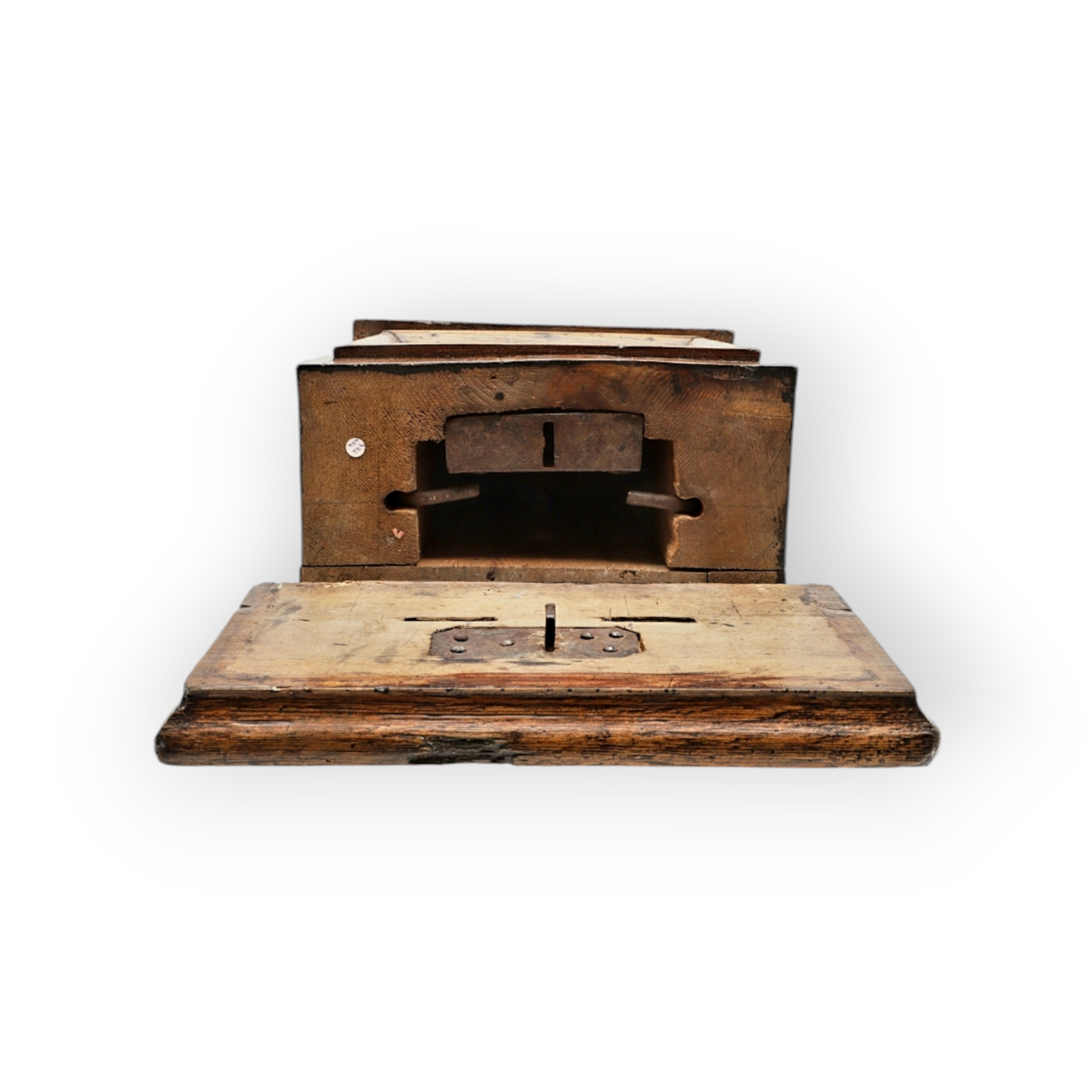 18th Century Antique Oak-Effect Scumbled Pine Alms Box / Offertory Box / Poor Box / Mite Box