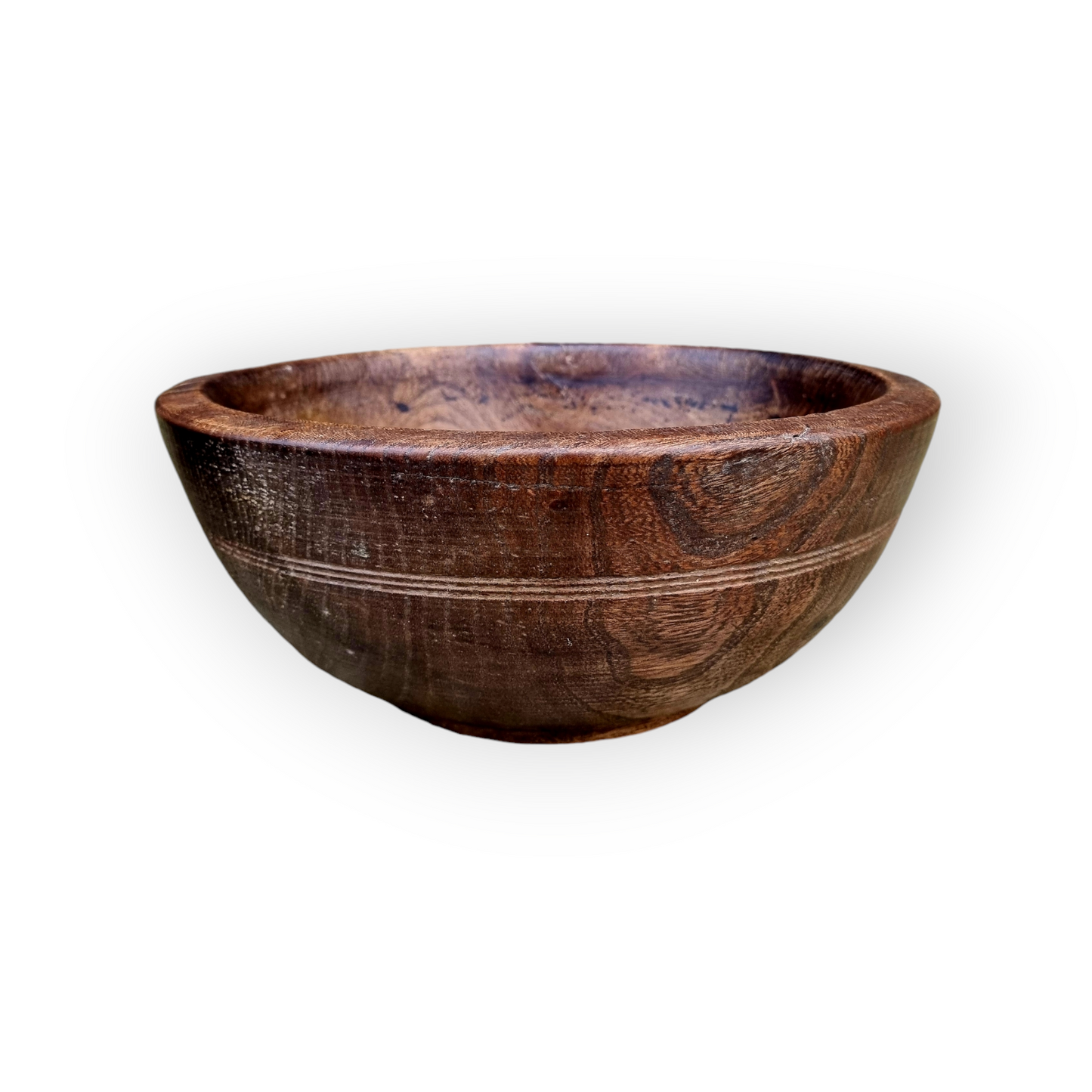 18th-Century English Antique Treen / Turned Elm Dairy Bowl