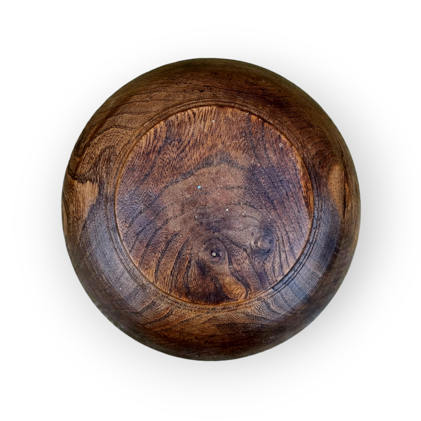18th-Century English Antique Treen / Turned Elm Dairy Bowl