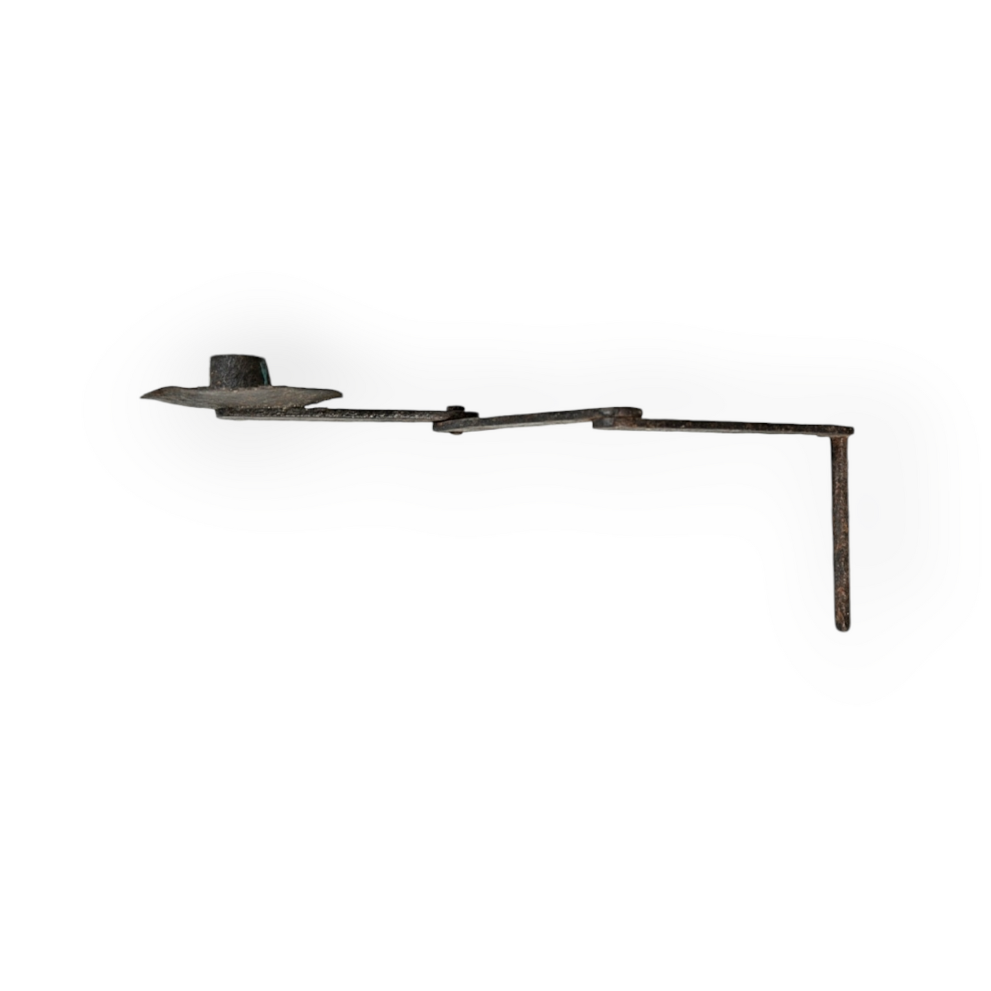 Late 18th-century / Early 19th-Century English Antique Blacksmith-Made Articulated Wrought Iron Candleholder