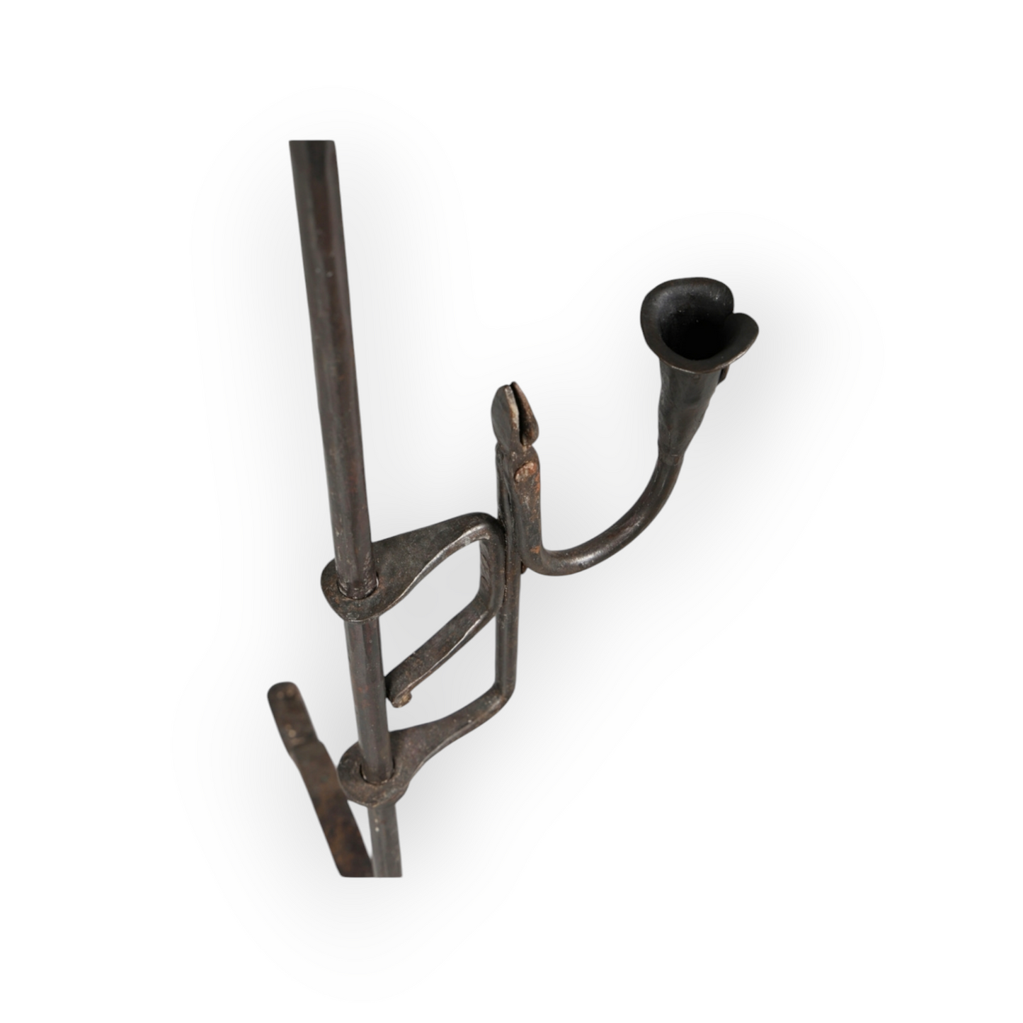 19th-Century English Antique Wrought Iron Adjustable Candle Holder