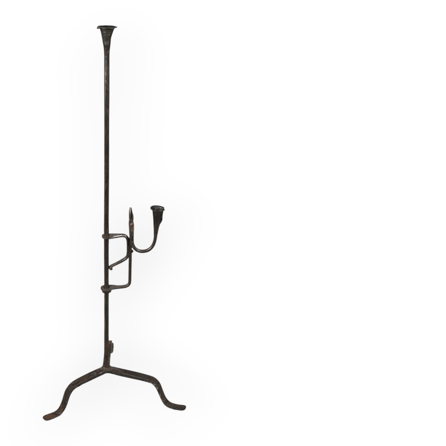 19th-Century English Antique Wrought Iron Adjustable Candle Holder