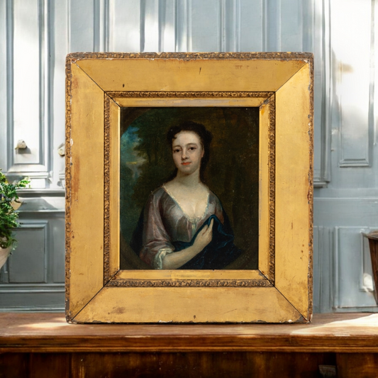 Stolen From Us! Follower of Sir Godfrey Kneller (1666-1736) - A Diminutive 18th-Century English School Antique Oil On Copper Portrait Of A Lady