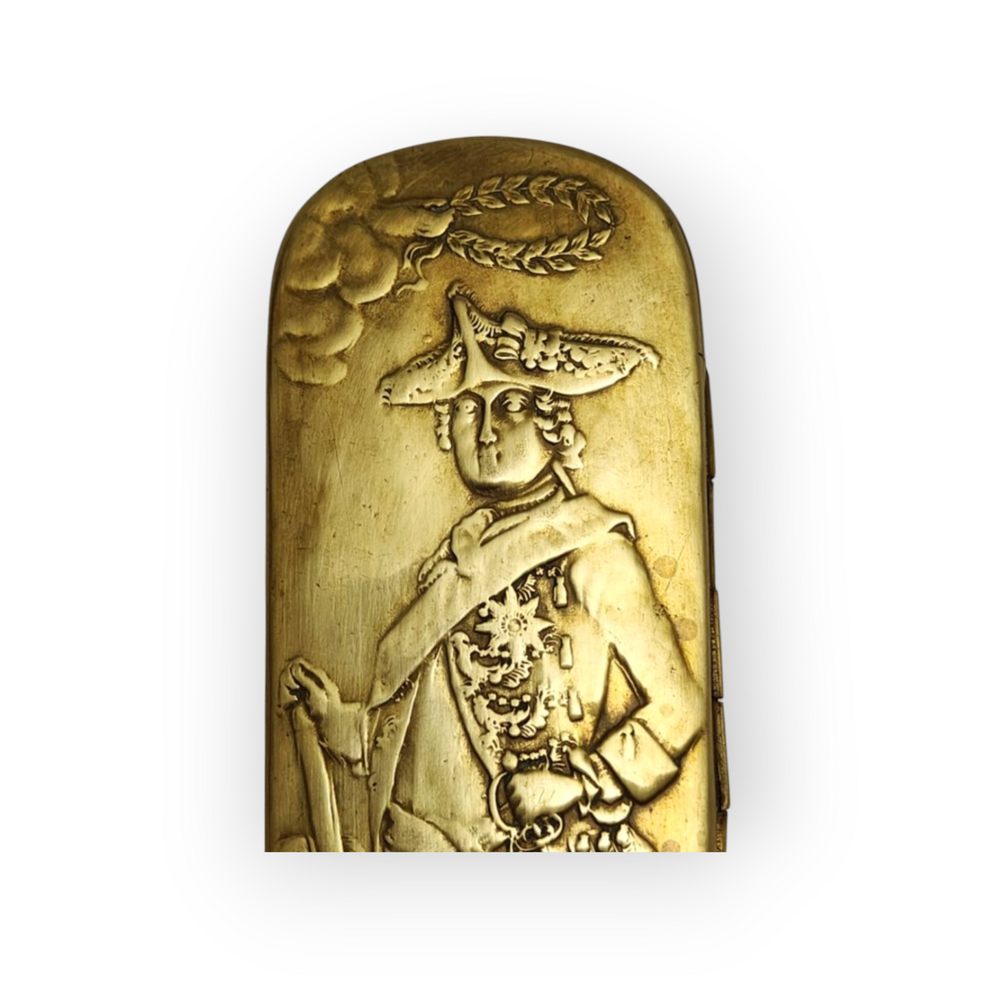 Rare Mid-18th Century German/Prussian Antique Brass Tobacco Snuff Box Commemorating Frederick II Of Prussia & His Military Triumphs