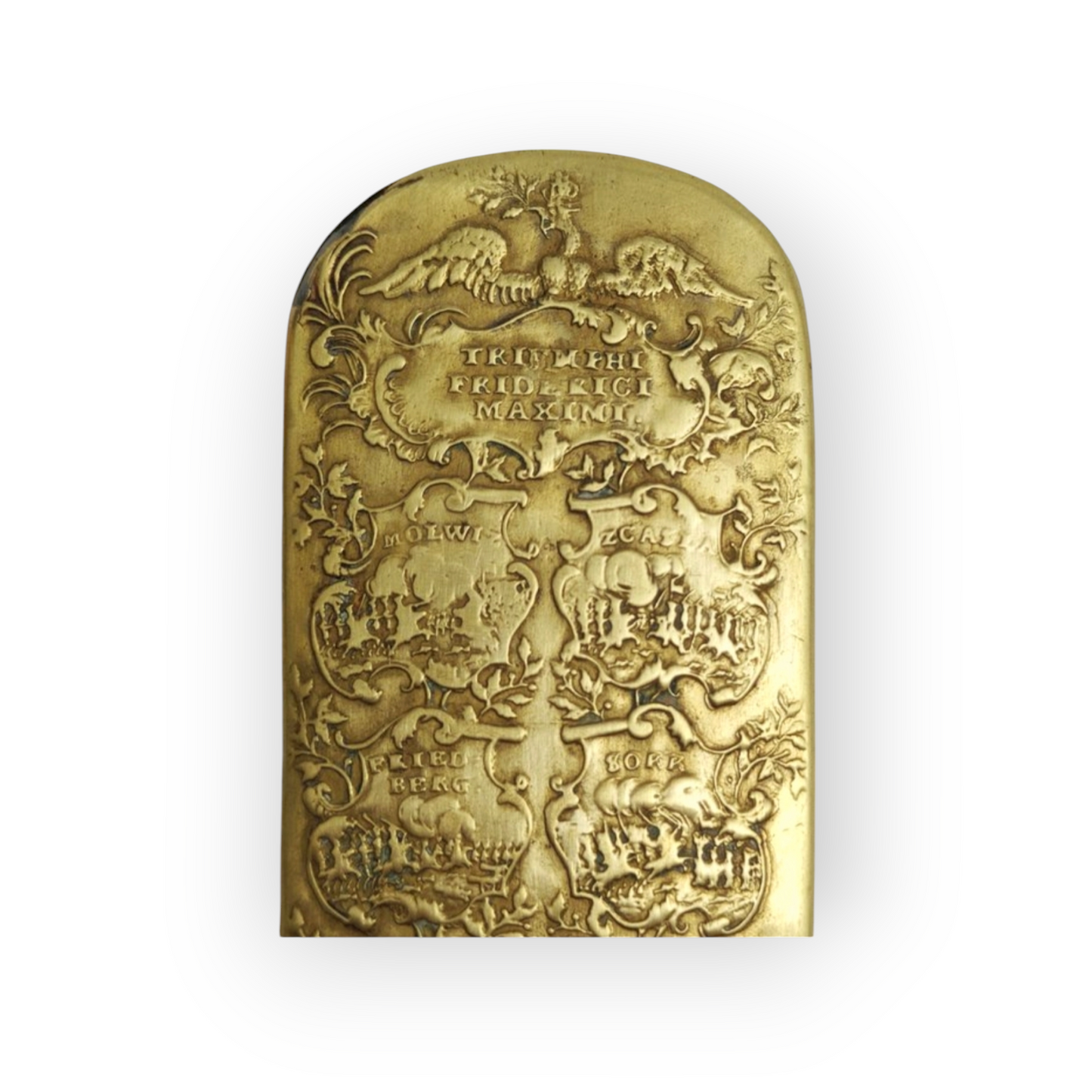 Rare Mid-18th Century German/Prussian Antique Brass Tobacco Snuff Box Commemorating Frederick II Of Prussia & His Military Triumphs