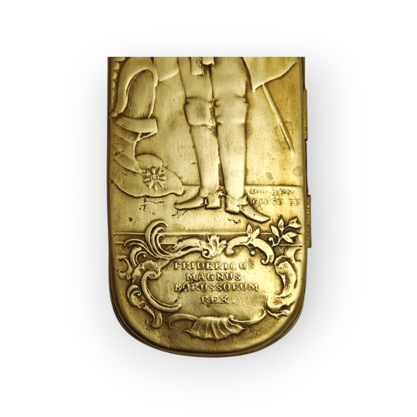 Rare Mid-18th Century German/Prussian Antique Brass Tobacco Snuff Box Commemorating Frederick II Of Prussia & His Military Triumphs