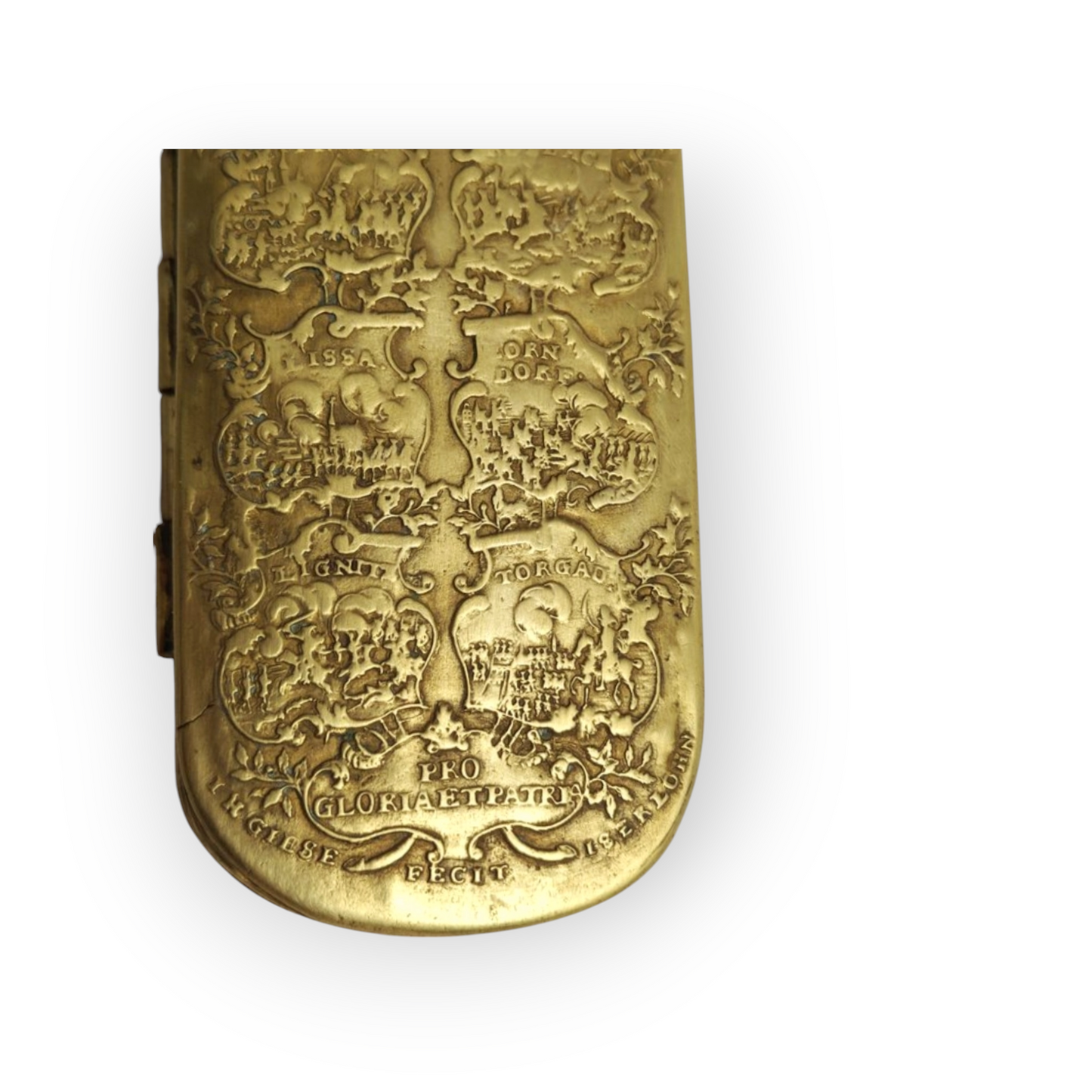 Rare Mid-18th Century German/Prussian Antique Brass Tobacco Snuff Box Commemorating Frederick II Of Prussia & His Military Triumphs
