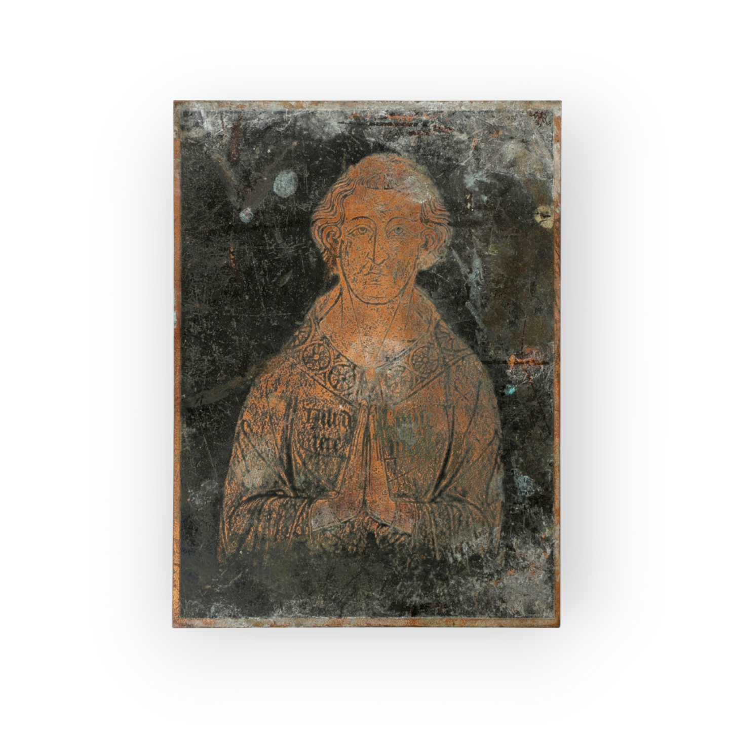 A Medieval Antique Brass Monument Plaque / Tomb Plaque / Funerary Plaque / Coffin Plaque / Coffin Plate