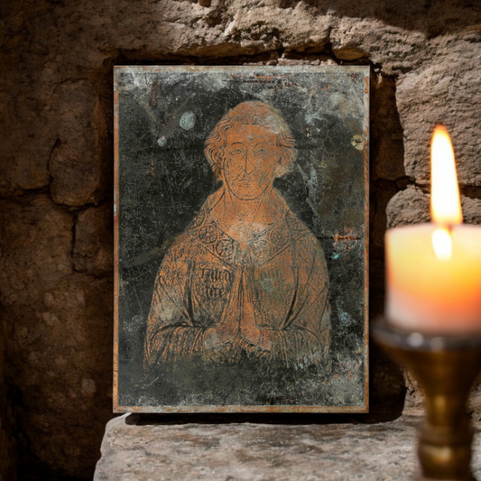 A Medieval Antique Brass Monument Plaque / Tomb Plaque / Funerary Plaque / Coffin Plaque / Coffin Plate