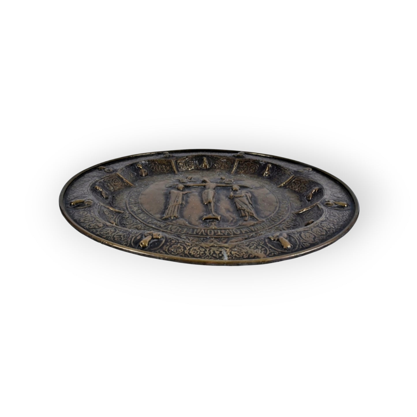 Rare 16th-Century Antique Brass Nuremberg-Made "Paten" Plate of Large Proportions