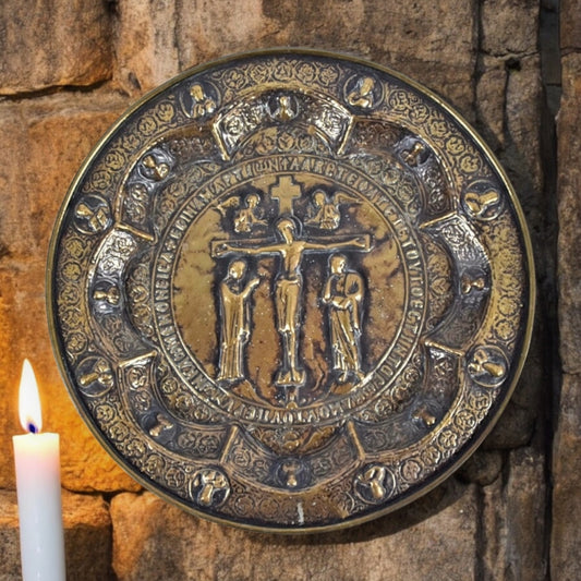 Rare 16th-Century Antique Brass Nuremberg-Made "Paten" Plate of Large Proportions