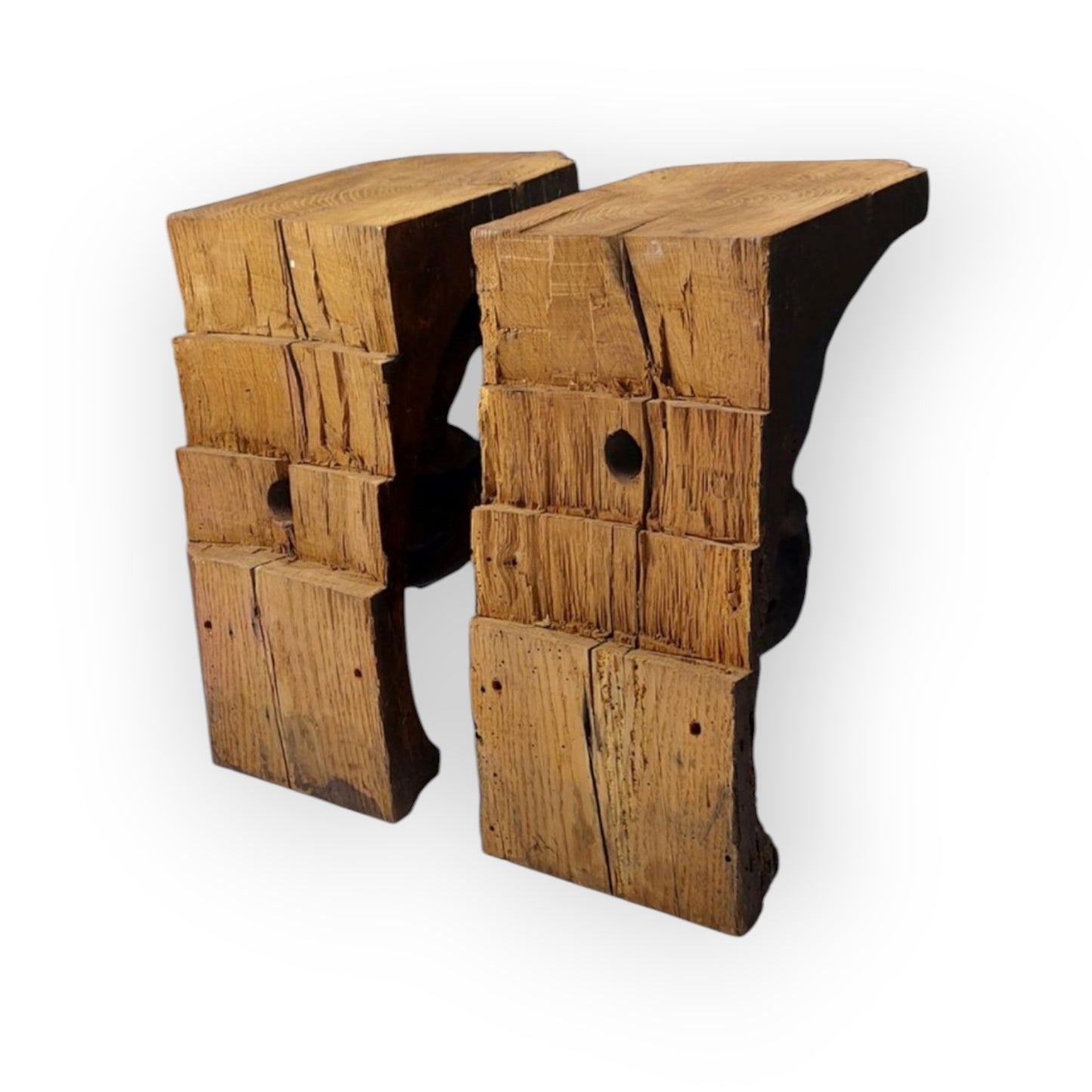 A Large Pair Of Early 17th-Century Antique Carved Oak Satyrs or Faunus