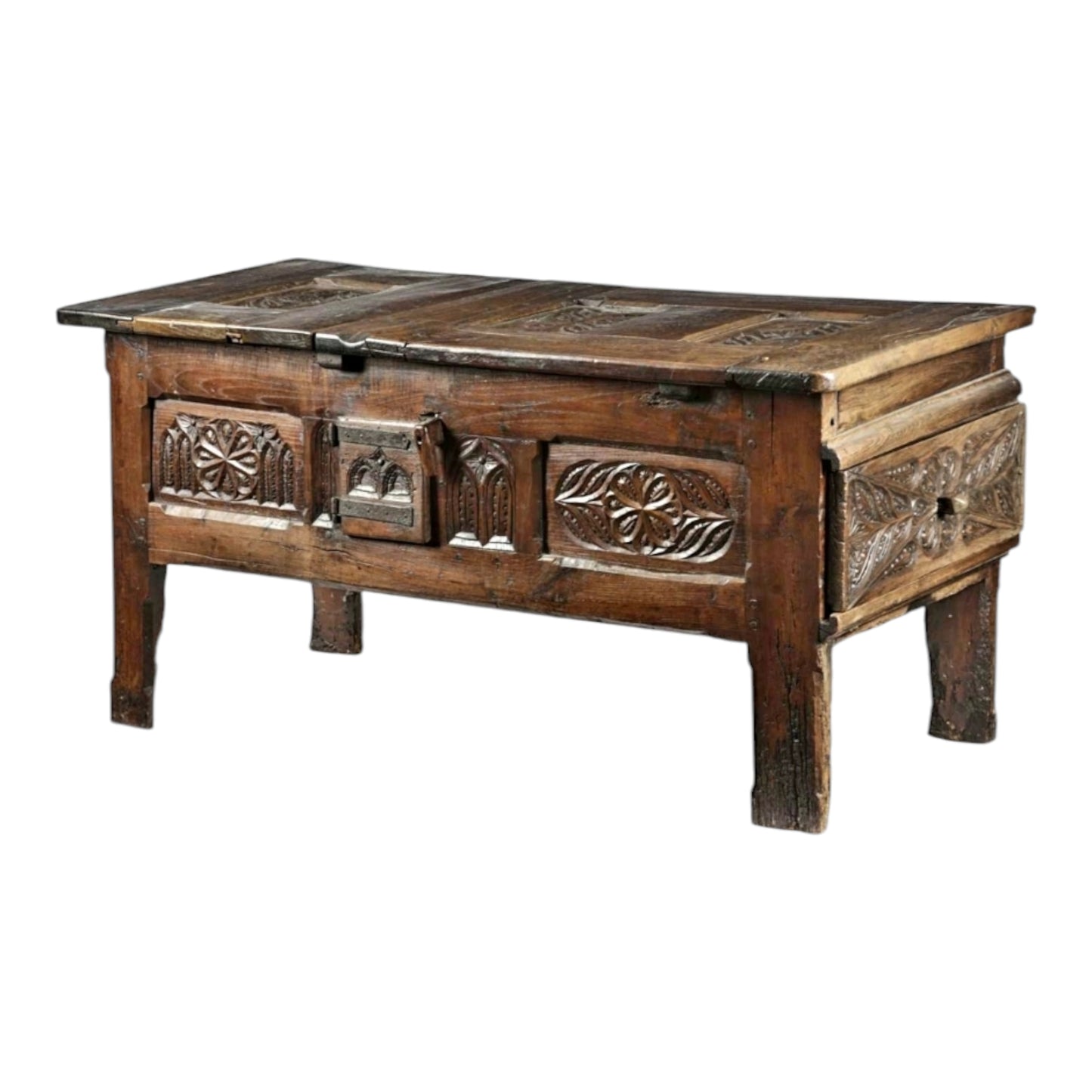 A 16th Century & Later French Antique Chestnut Hutch Cupboard