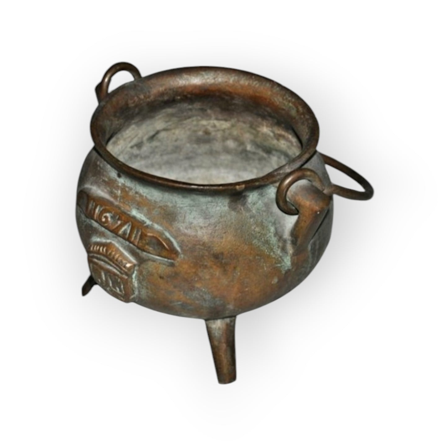 17th-Century Antique Bronze Grapen / Cooking Pot / Cauldron Dated "1671" & Bearing An Armorial Device / Coat Of Arms