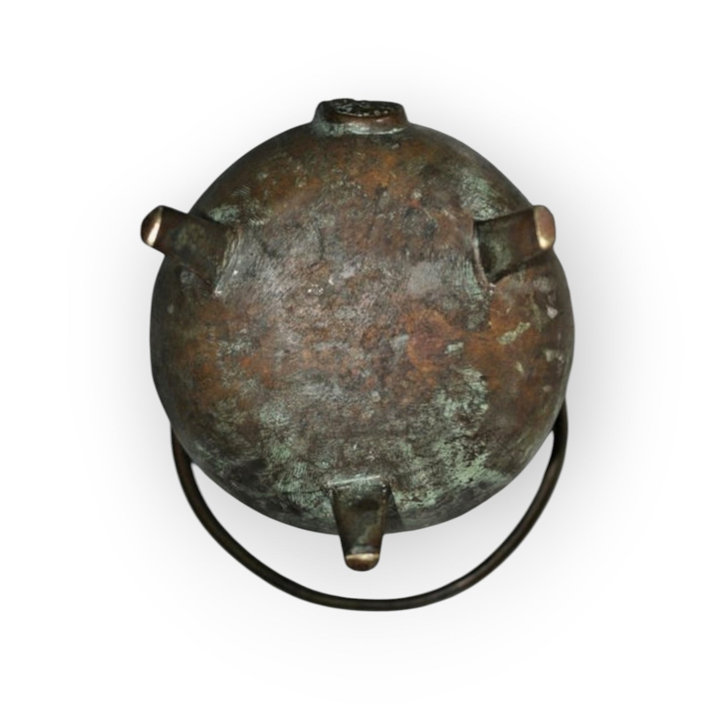 17th-Century Antique Bronze Grapen / Cooking Pot / Cauldron Dated "1671" & Bearing An Armorial Device / Coat Of Arms