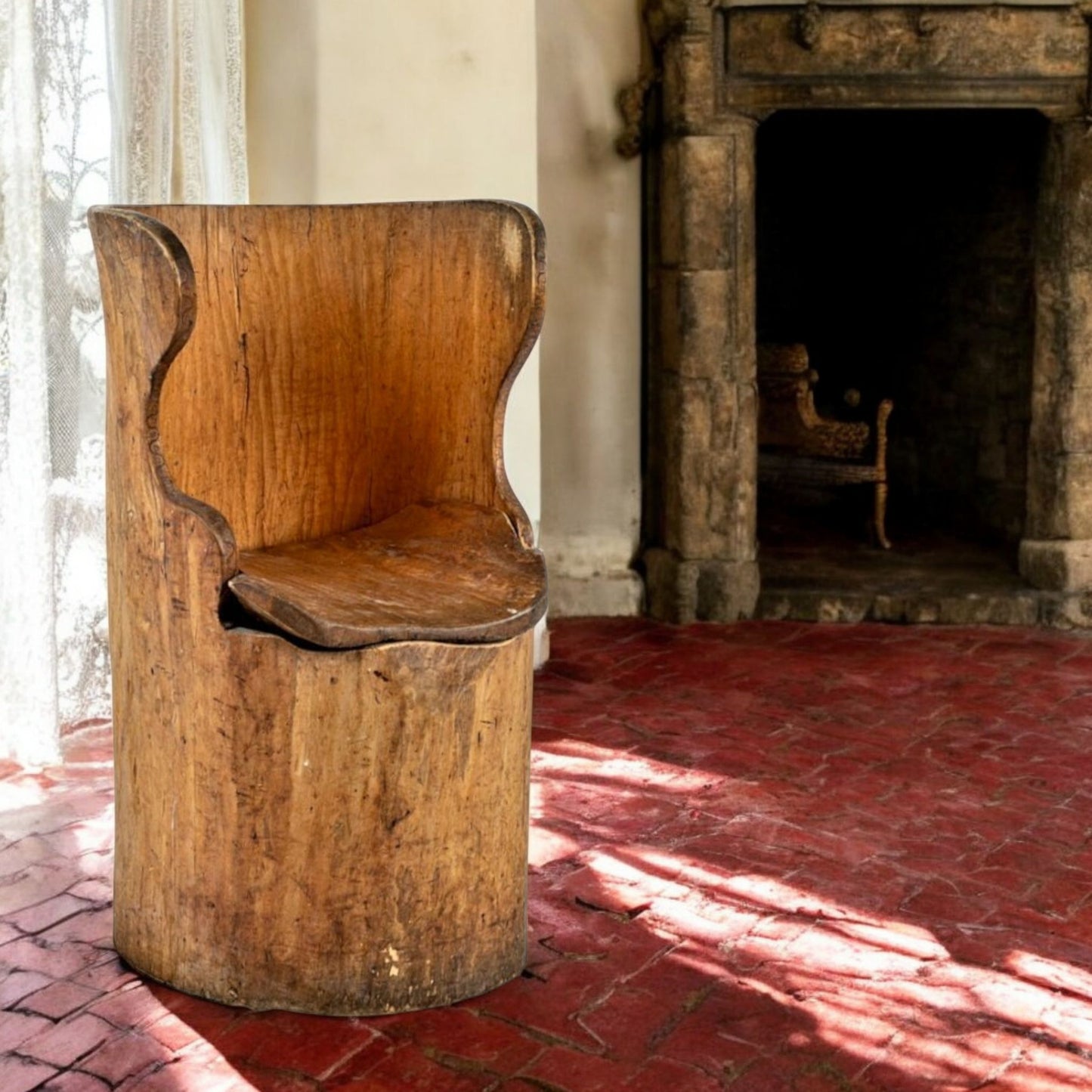 A Lovely Late 18th-Century Rustic Antique Dugout Armchair