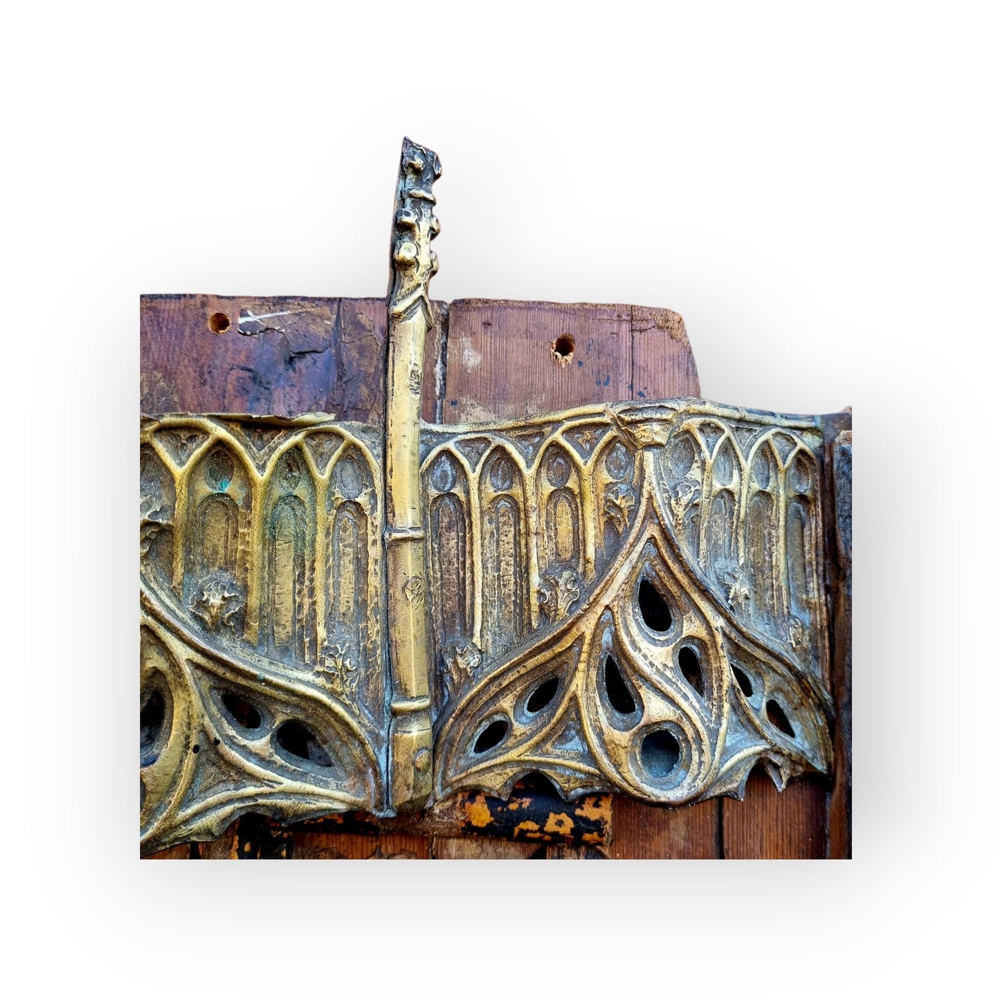 16th-Century & Later Gothic Antique Carved Wood Panel Depicting Angels Kneeling Below A Cross Symbolising The Passion Of Christ