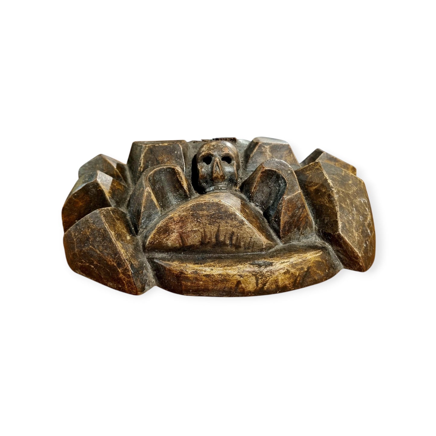 Early 18thC Continental Antique Carved Wooden Memento Mori