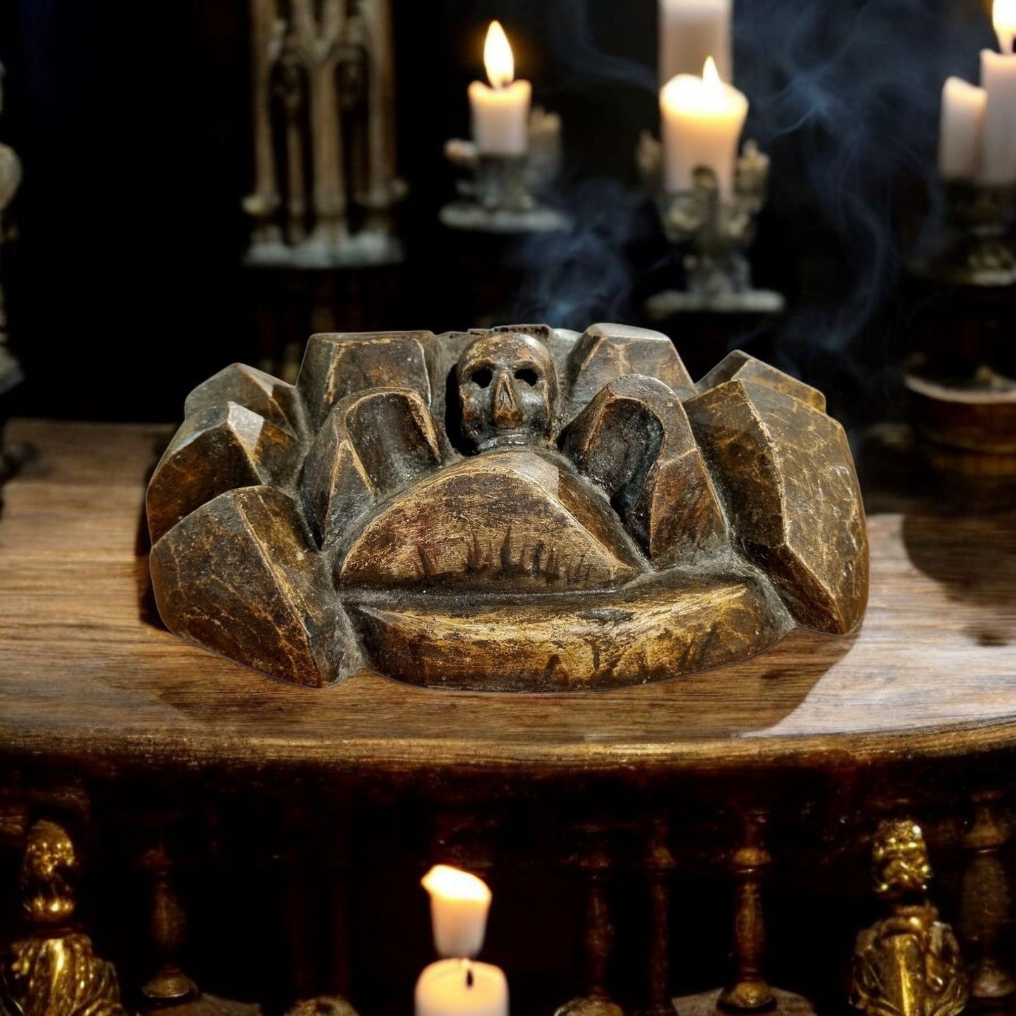 Early 18thC Continental Antique Carved Wooden Memento Mori