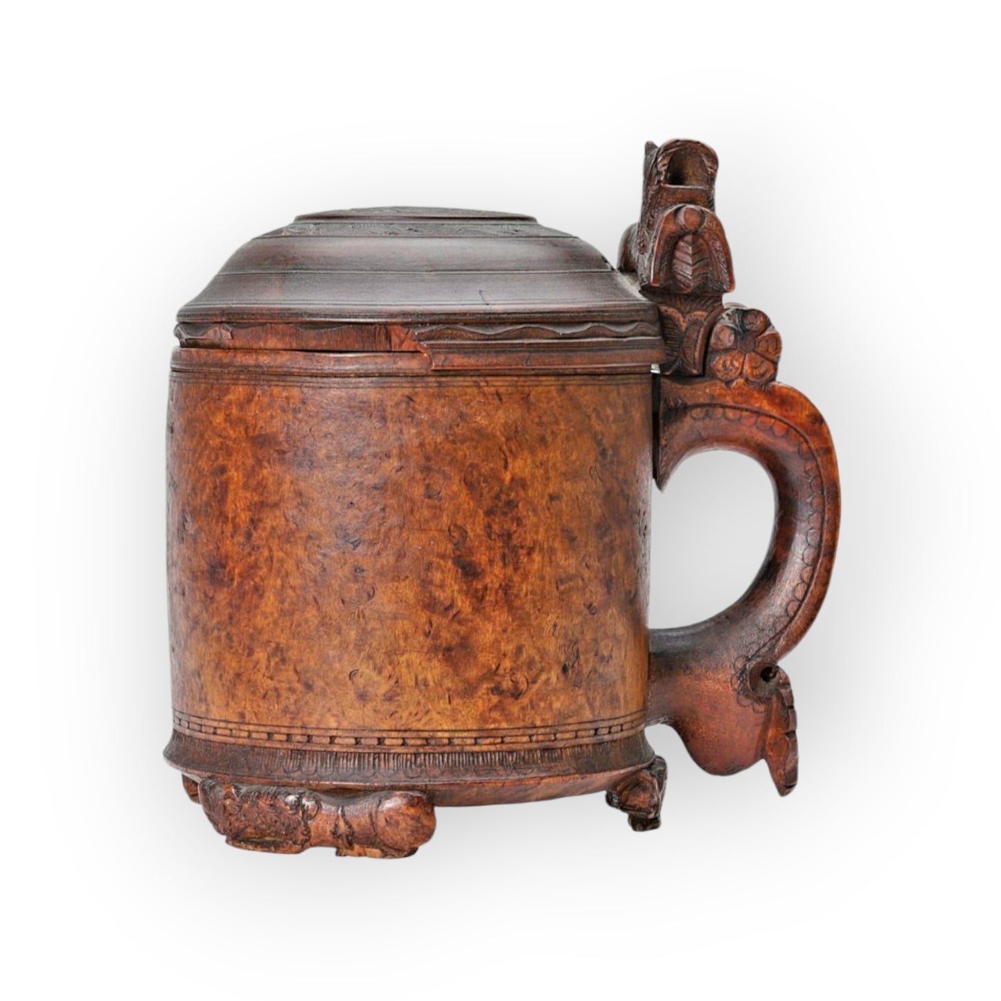 Large 18th Century Scandinavian Antique Treen Peg Tankard / Birch Wood Tankard