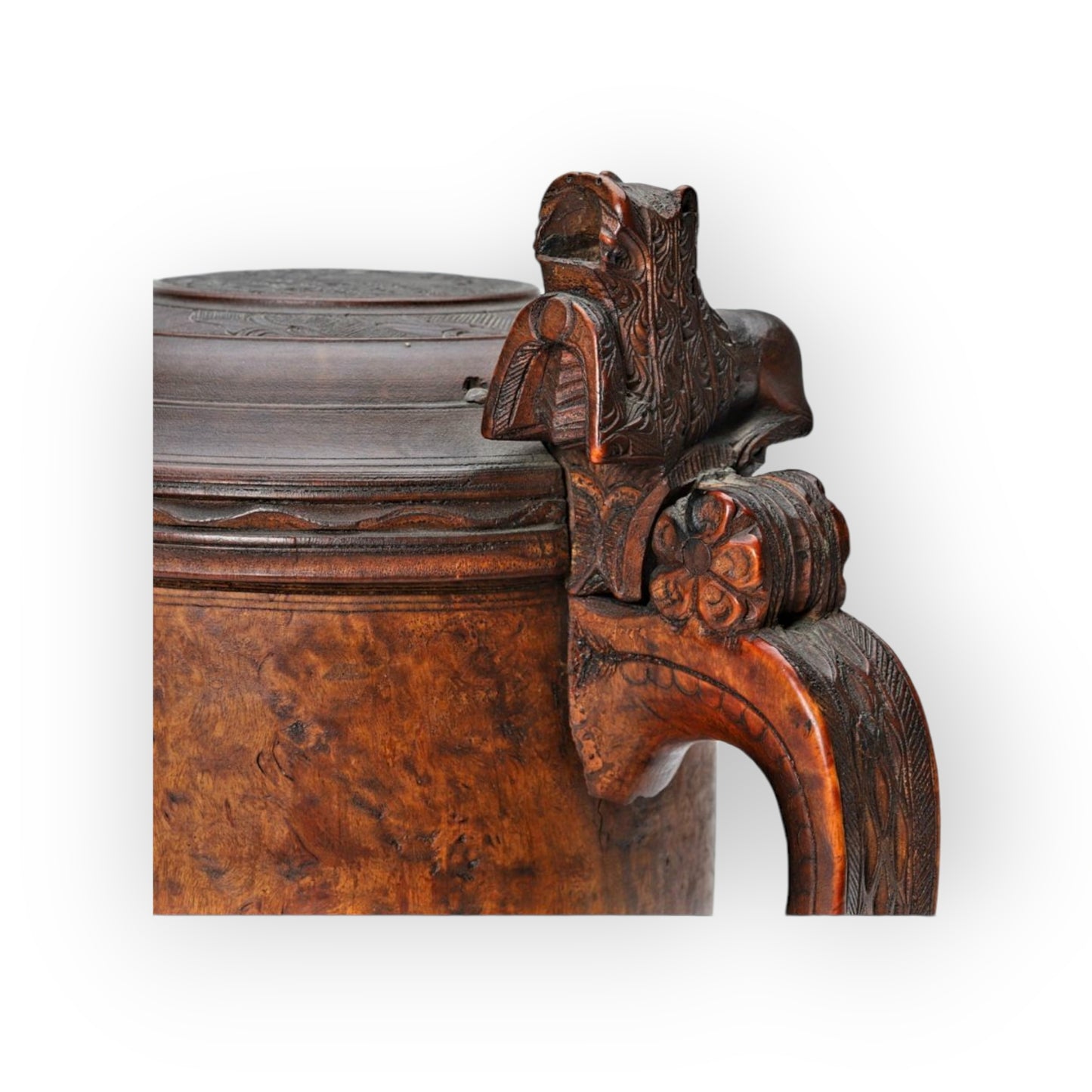 Large 18th Century Scandinavian Antique Treen Peg Tankard / Birch Wood Tankard