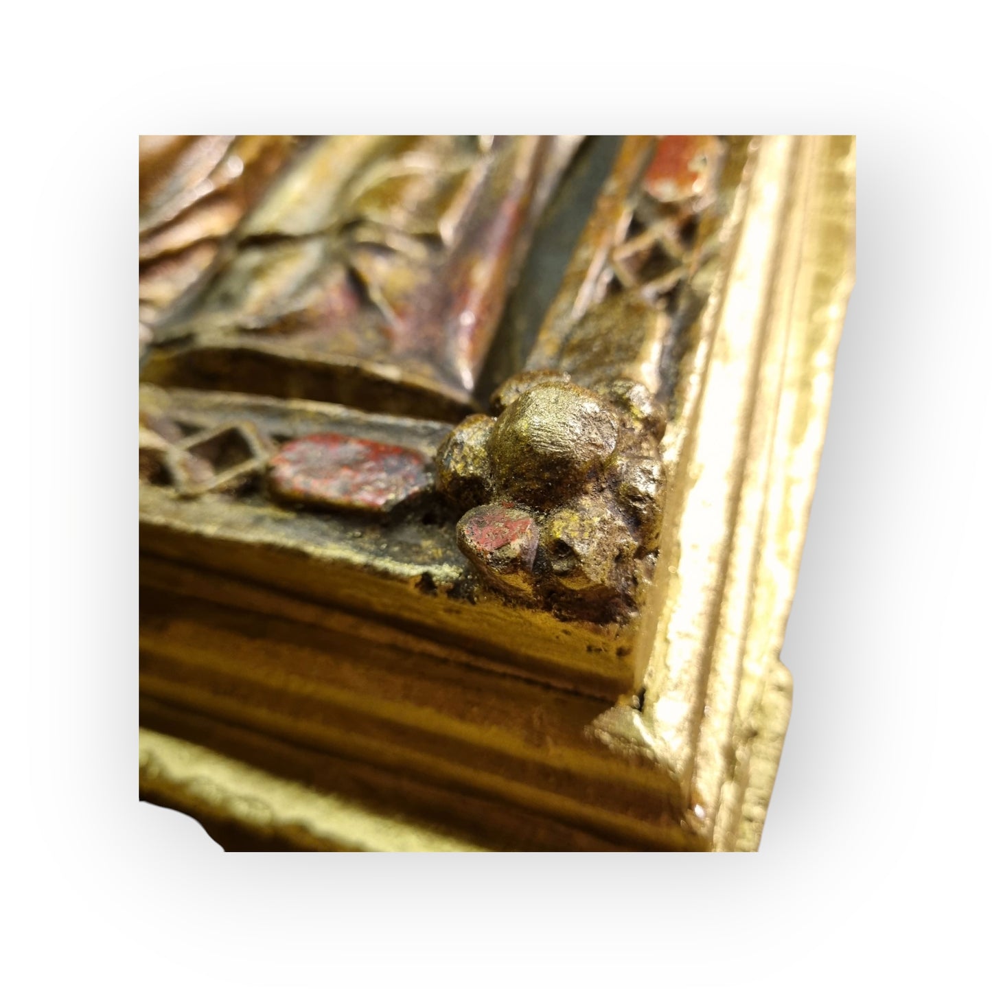 19th-Century Gothic Revival Antique Plaster Bas-Relief Altar Panel Depicting The Glorification Of The Virgin
