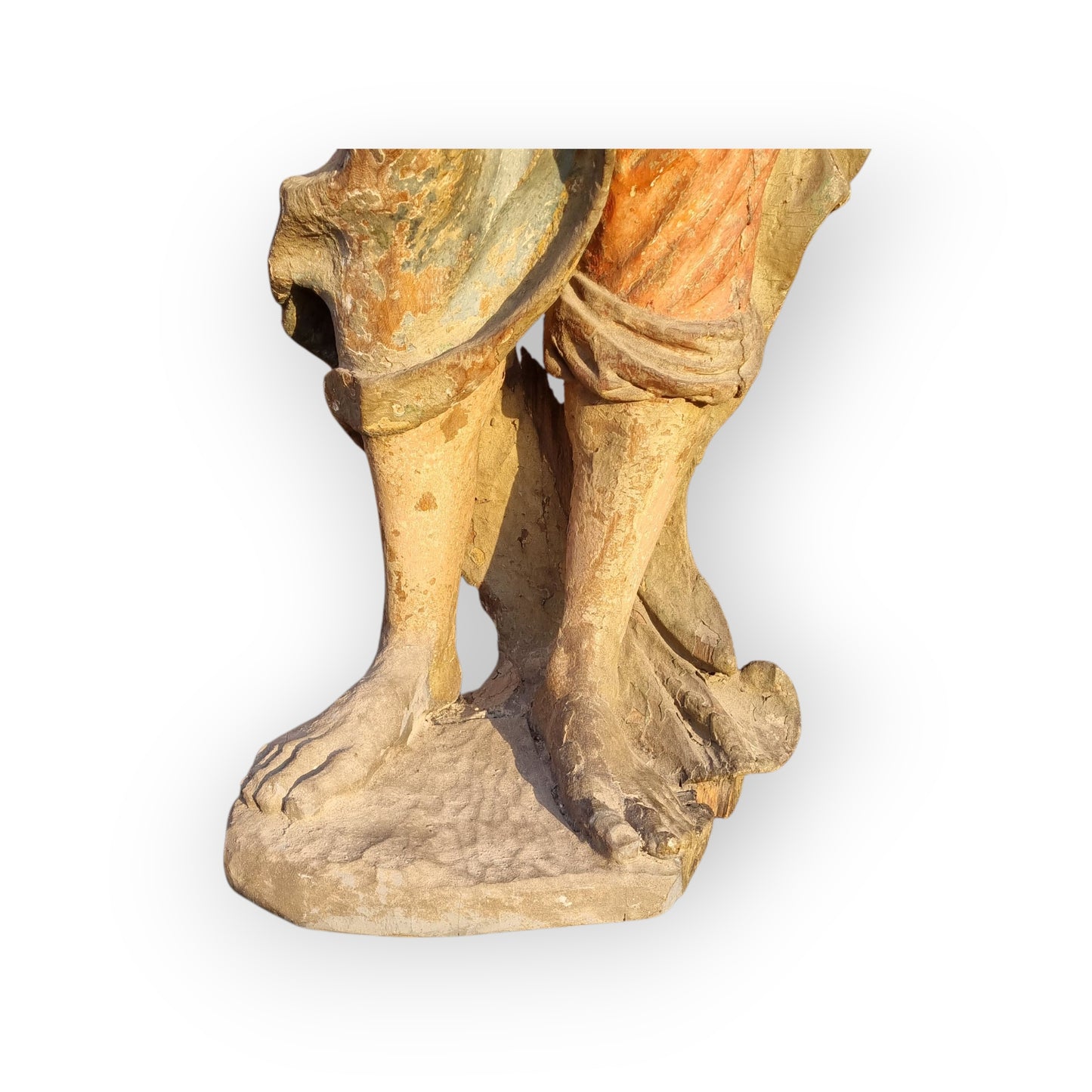 Large & Impressive Early 18th-Century Baroque Antique Carved Wooden Sculpture Of A Saint, Approx 56" (4ft 8")