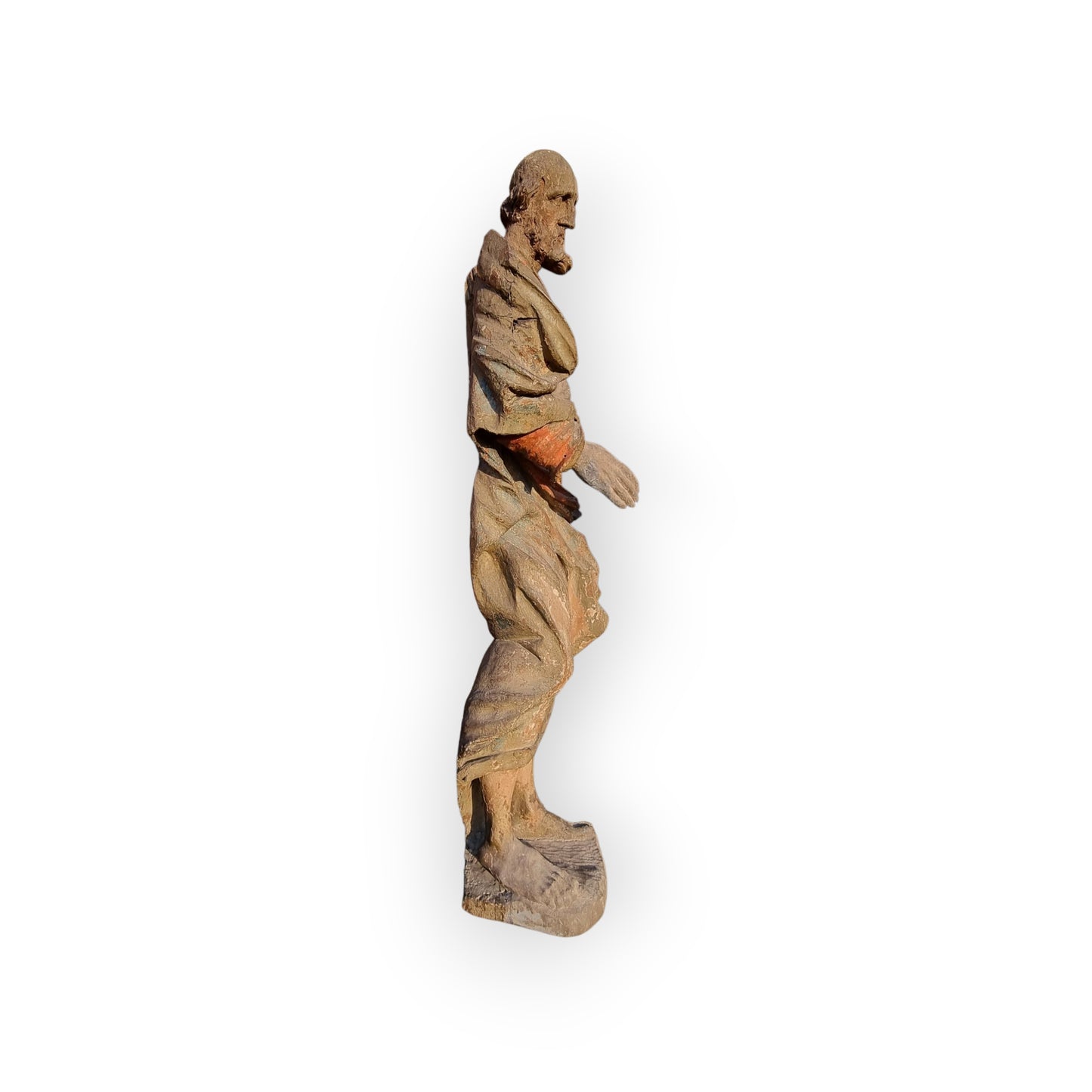 Large & Impressive Early 18th-Century Baroque Antique Carved Wooden Sculpture Of A Saint, Approx 56" (4ft 8")