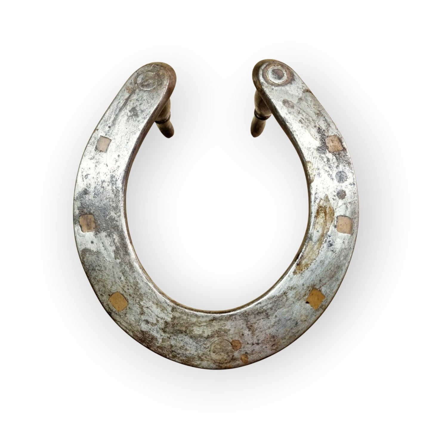19th-Century English Antique Folk Art Polished Steel & Copper Fireside / Down Hearth Trivet Made From A Horseshoe