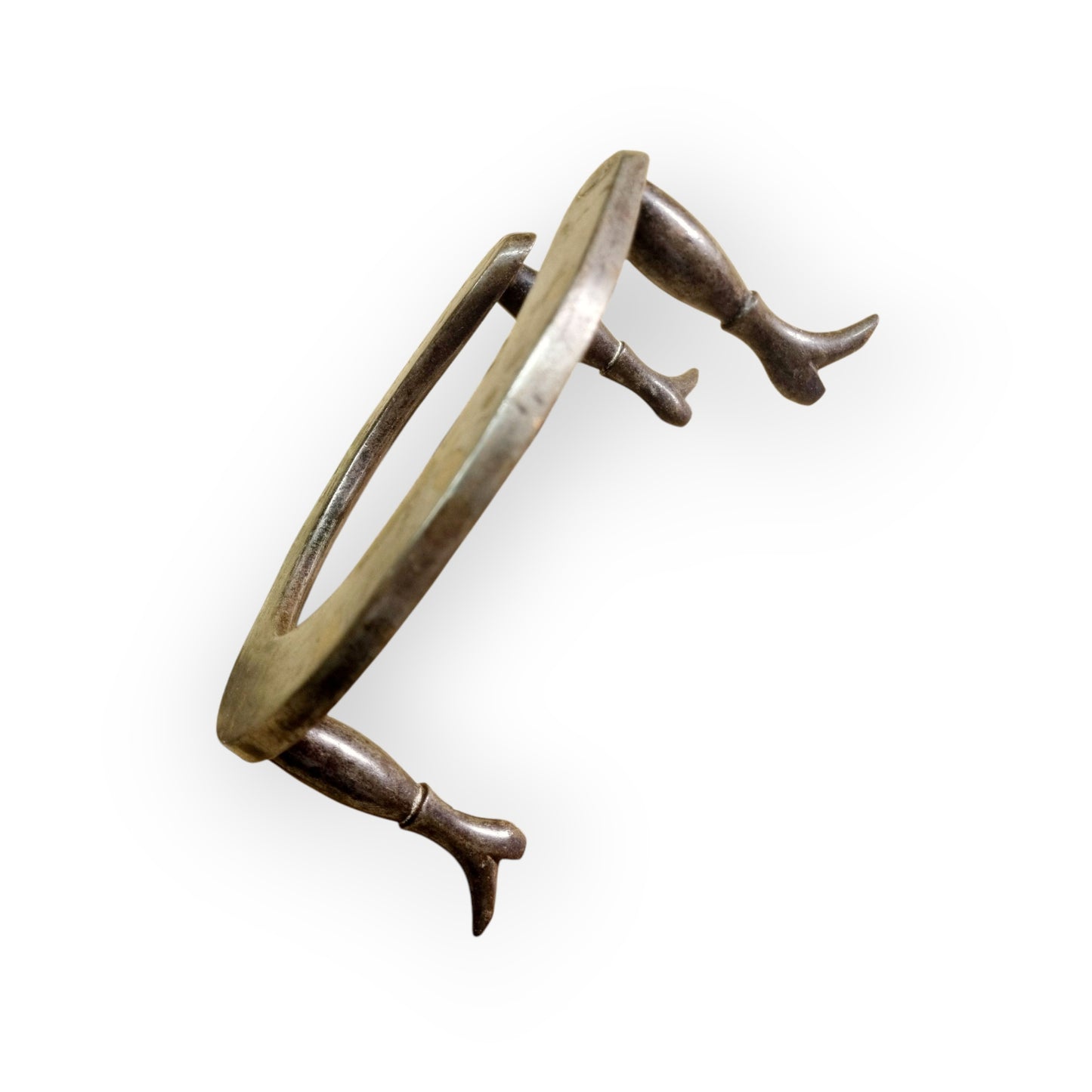 19th-Century English Antique Folk Art Polished Steel & Copper Fireside / Down Hearth Trivet Made From A Horseshoe