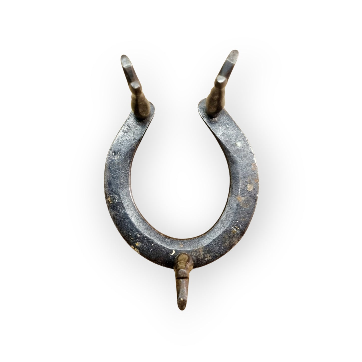19th-Century English Antique Folk Art Polished Steel & Copper Fireside / Down Hearth Trivet Made From A Horseshoe