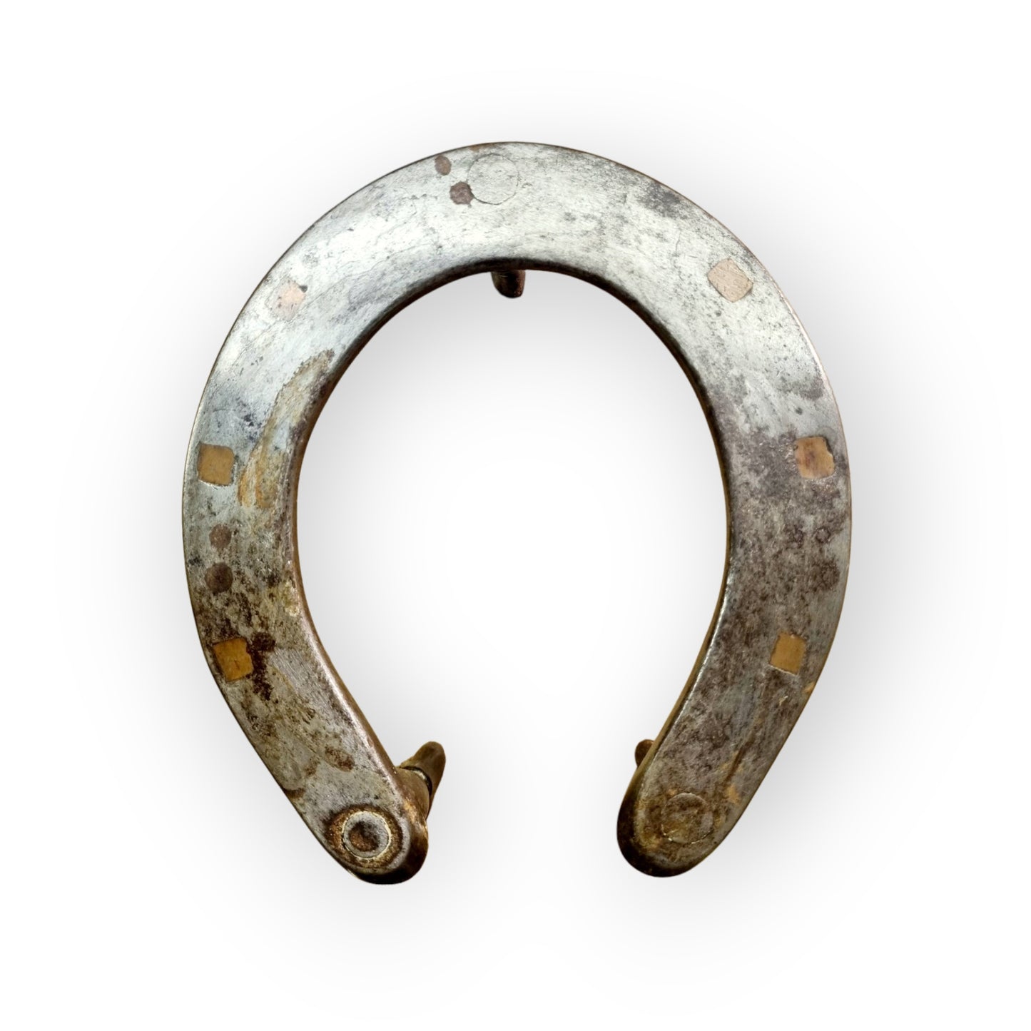 19th-Century English Antique Folk Art Polished Steel & Copper Fireside / Down Hearth Trivet Made From A Horseshoe
