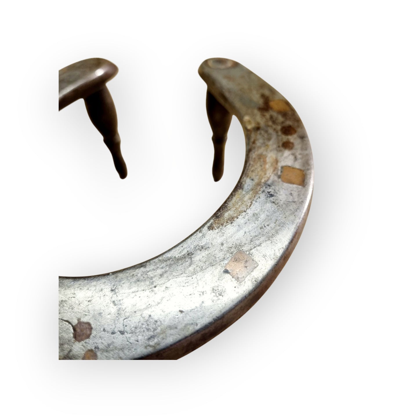 19th-Century English Antique Folk Art Polished Steel & Copper Fireside / Down Hearth Trivet Made From A Horseshoe