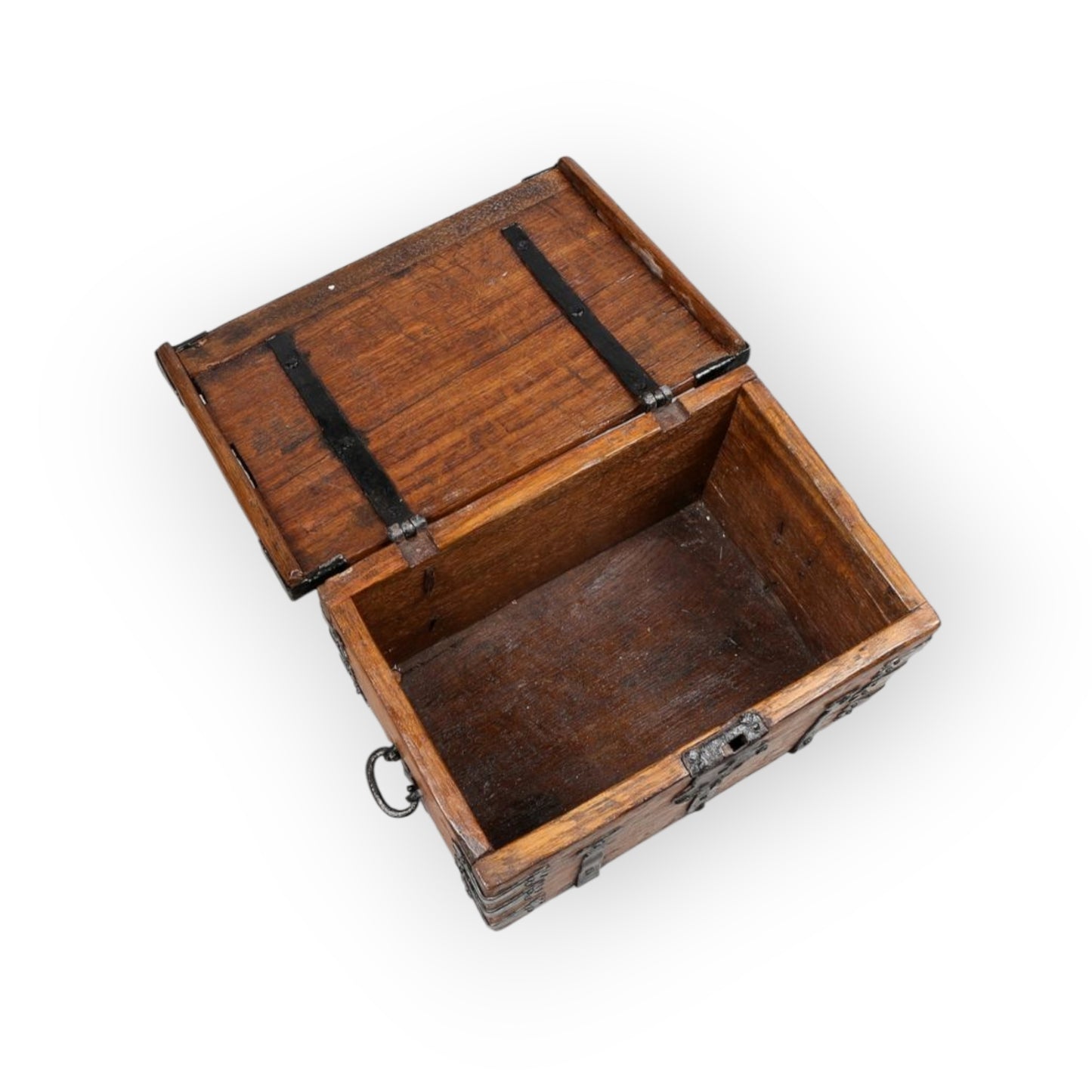 Diminutive Late 17th-Century Continental Antique Oak Ironbound Table Box / Table Casket