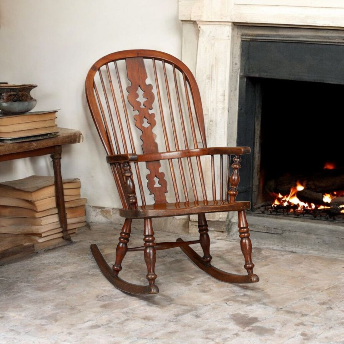 A Mid 19th-Century English Antique Windsor Rocking Chair, circa 1850