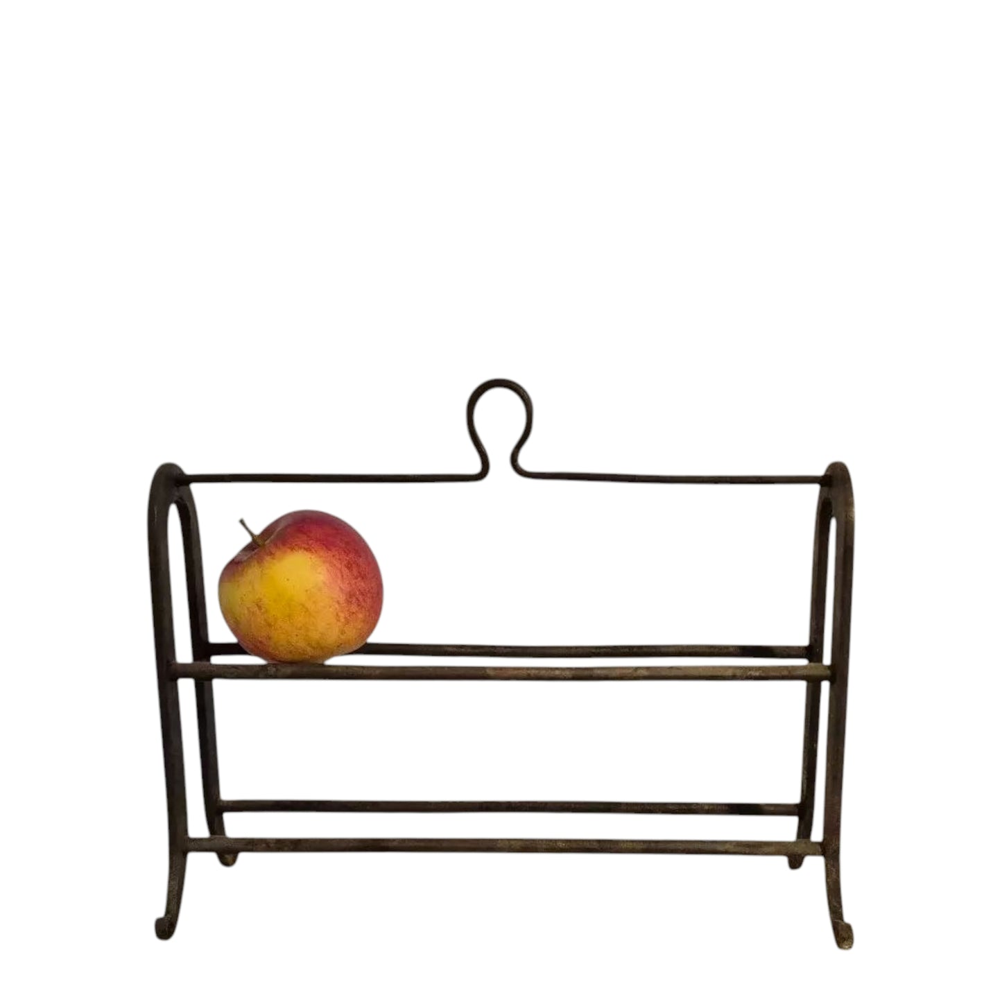 Rare Early 18th-Century English Antique Wrought Iron Down Hearth Apple Roaster