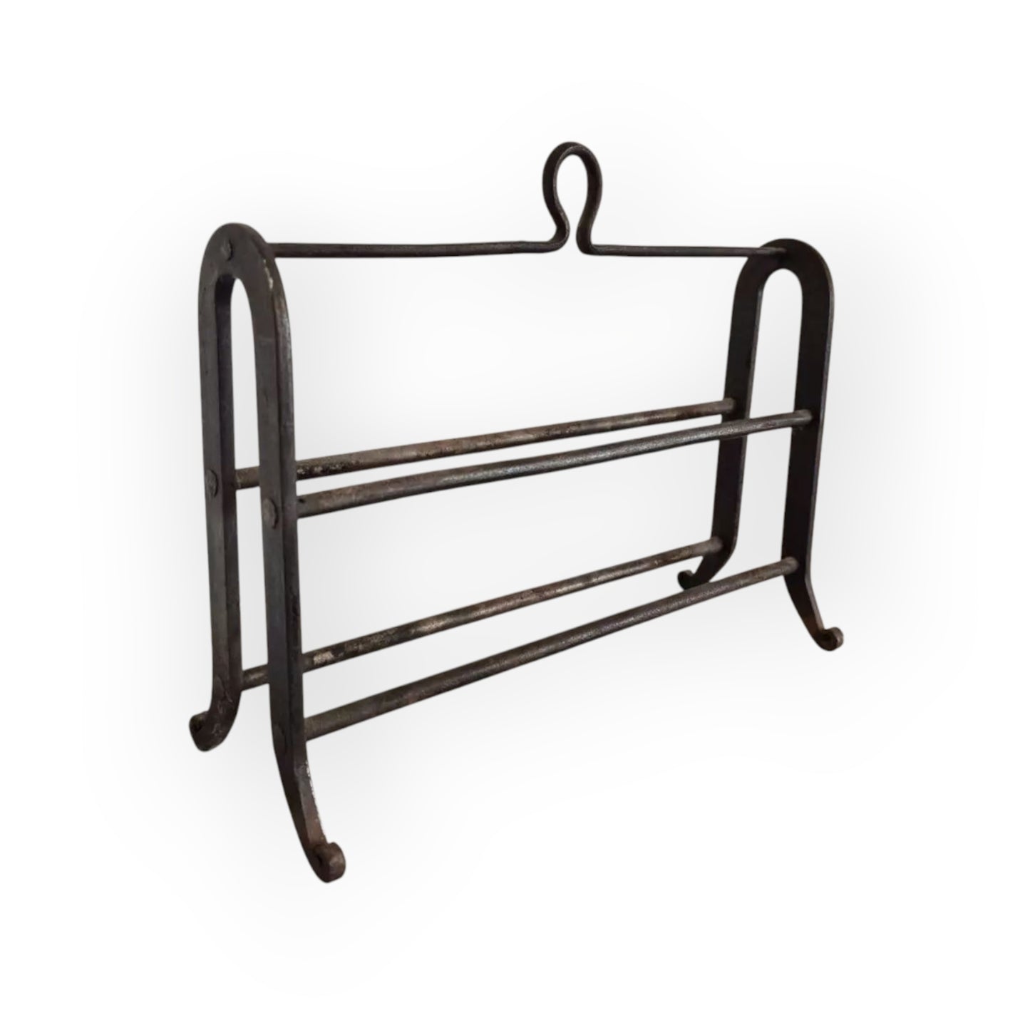 Rare Early 18th-Century English Antique Wrought Iron Down Hearth Apple Roaster