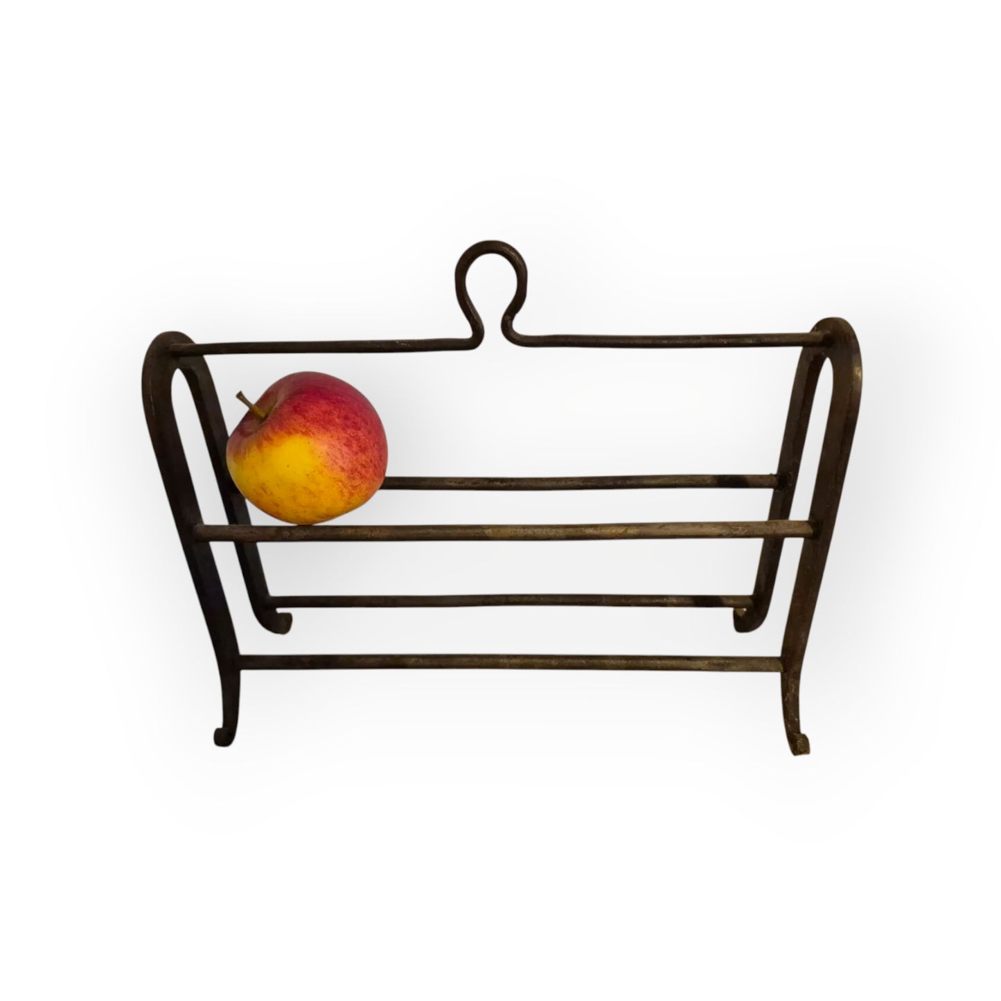 Rare Early 18th-Century English Antique Wrought Iron Down Hearth Apple Roaster