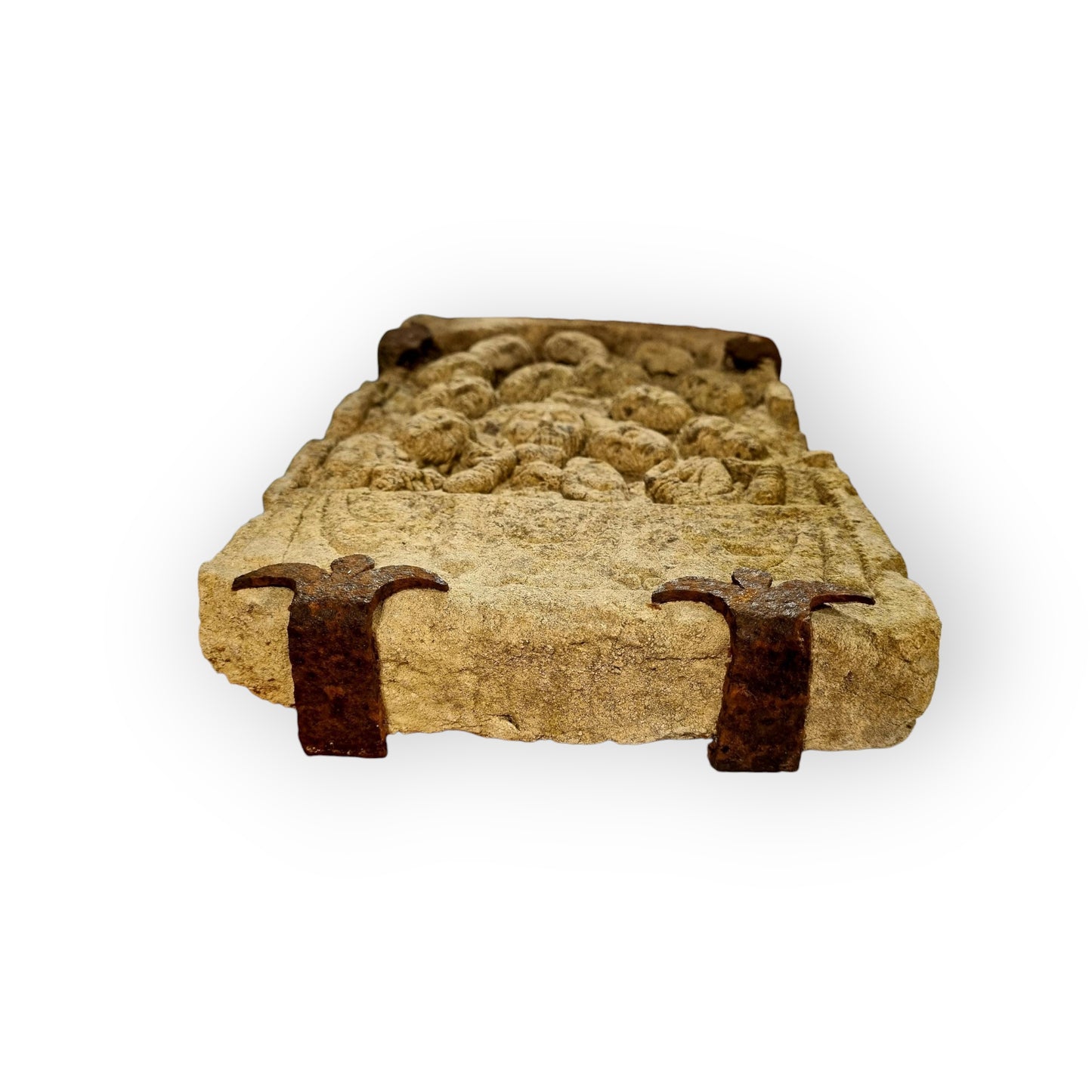 Spanish Medieval Style Antique Carved / Composite Stone Plaque Depicting The Last Supper