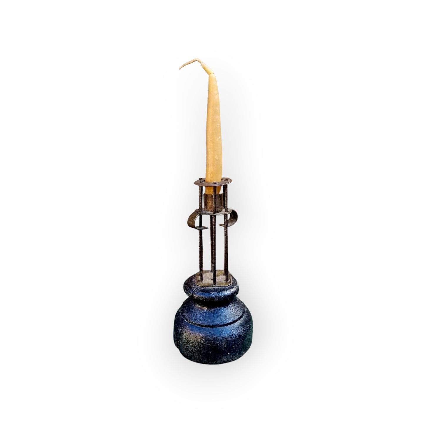 Late 18th Century English Antique Birdcage Candlestick / Stable Candlestick