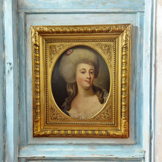 Late 18th-Century Continental School Antique Oil On Canvas Portrait Of A Lady, circa 1780