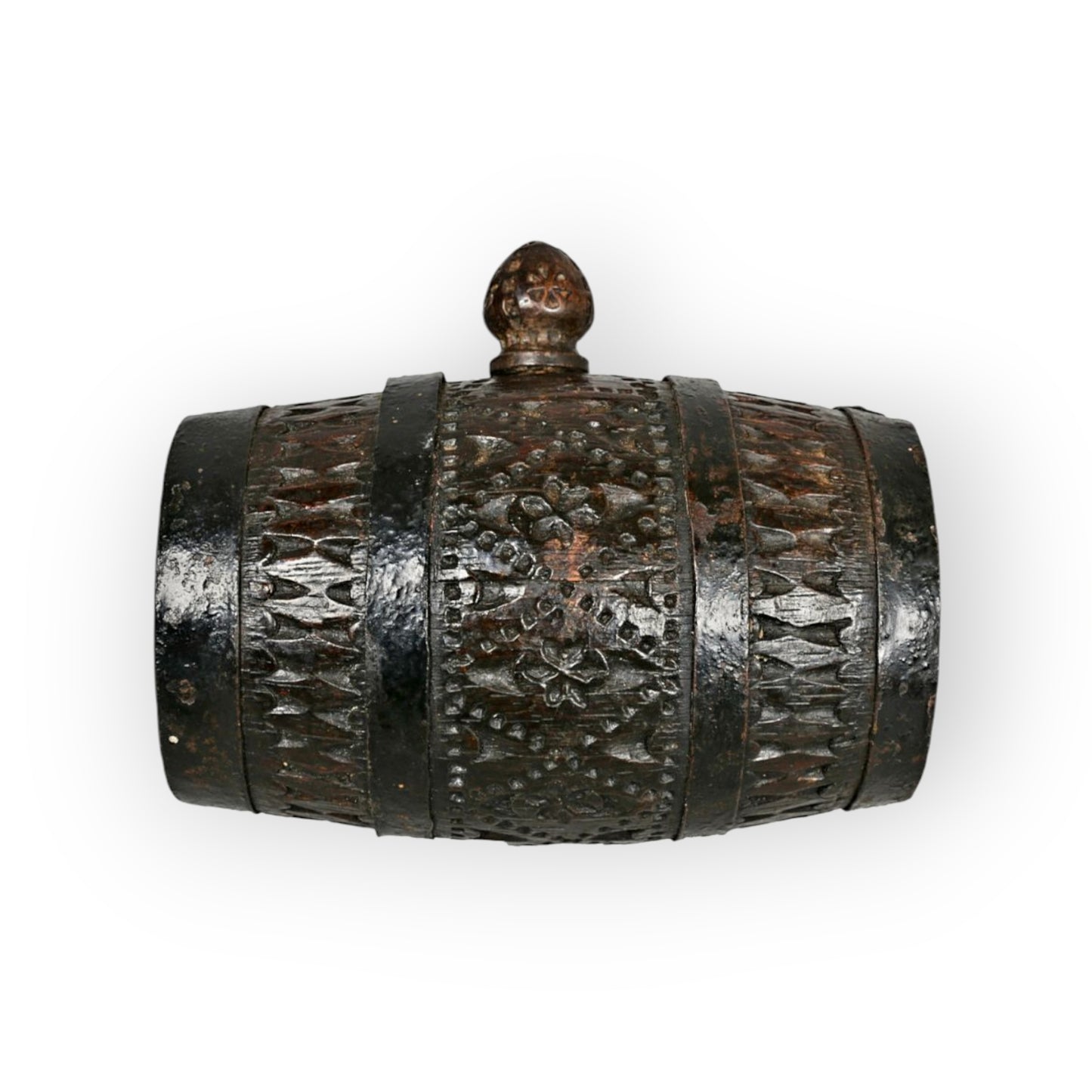 18th-Century English Antique Oak Costrel / Harvest Barrel