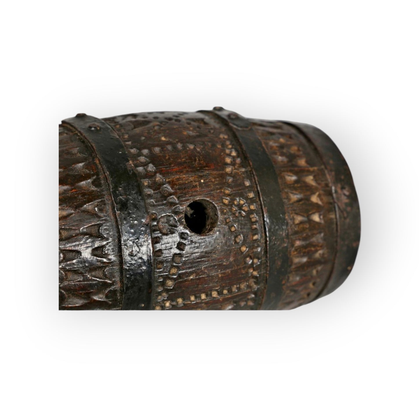 18th-Century English Antique Oak Costrel / Harvest Barrel