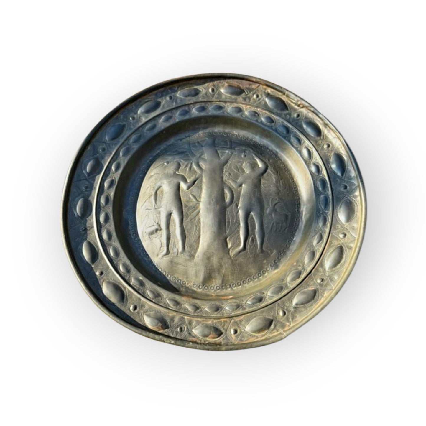 16th Century Antique Brass Adam & Eve Alms Dish Attributed to Nuremberg, Germany