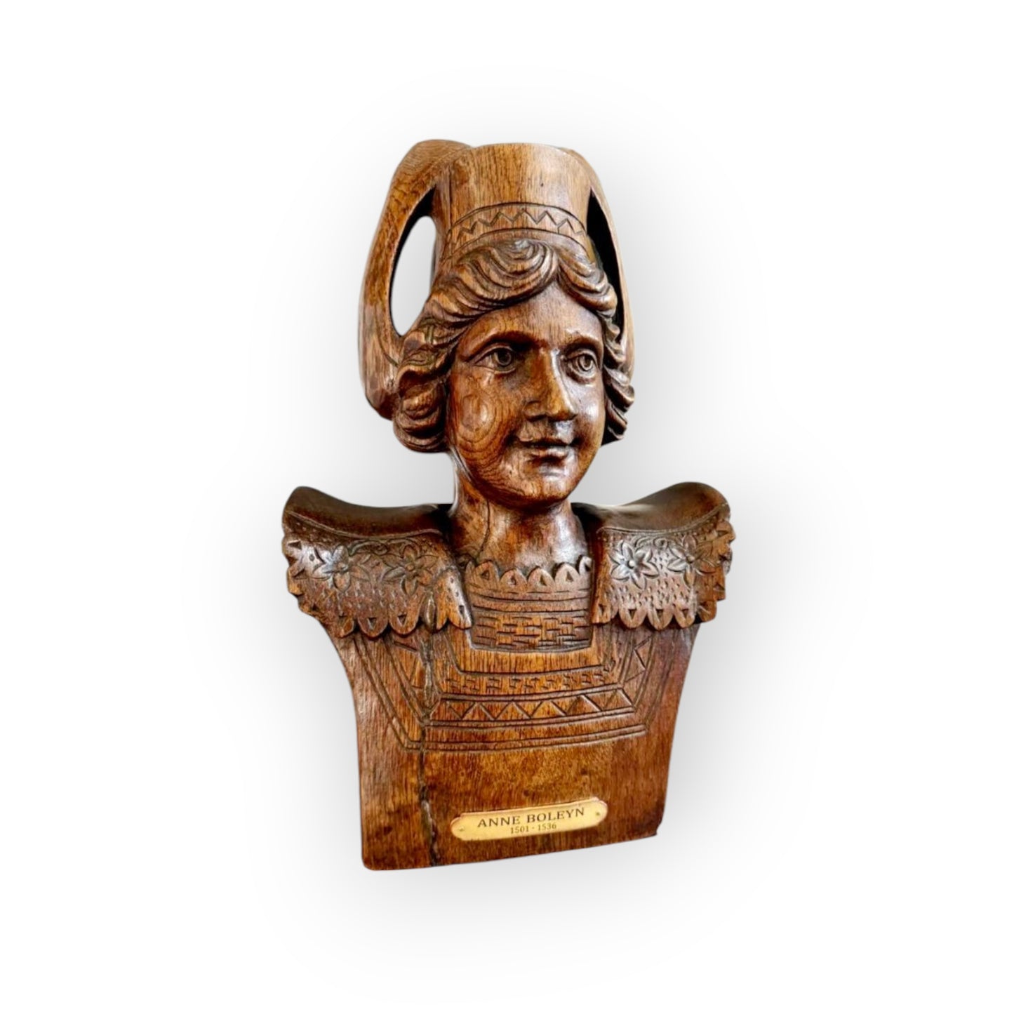 A Renaissance Style Antique Carved Oak Bust / Sculpture Of Anne Boleyn (B.1501-D.1536)