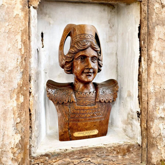 A Renaissance Style Antique Carved Oak Bust / Sculpture Of Anne Boleyn (B.1501-D.1536)