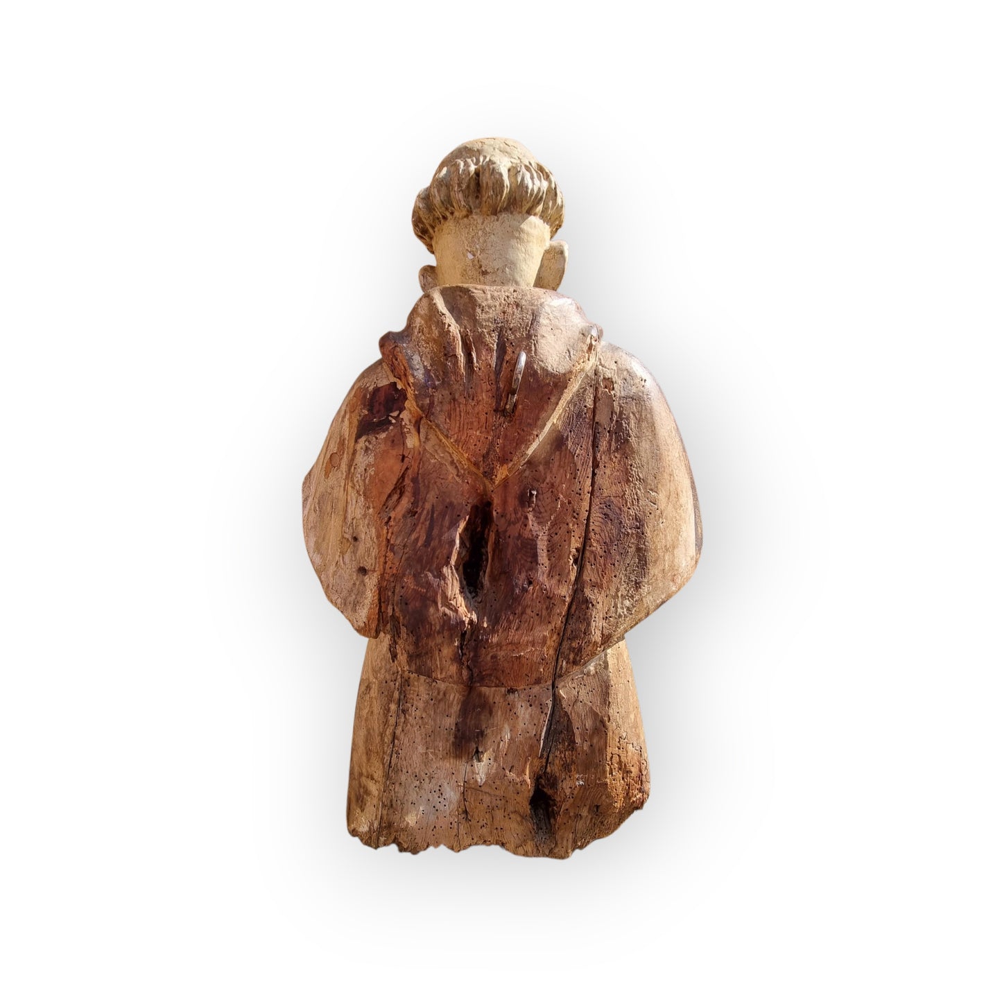 Late 16th Century / Early 17th Century Carved Wooden Sculpture Of A Monk With Original Polychrome